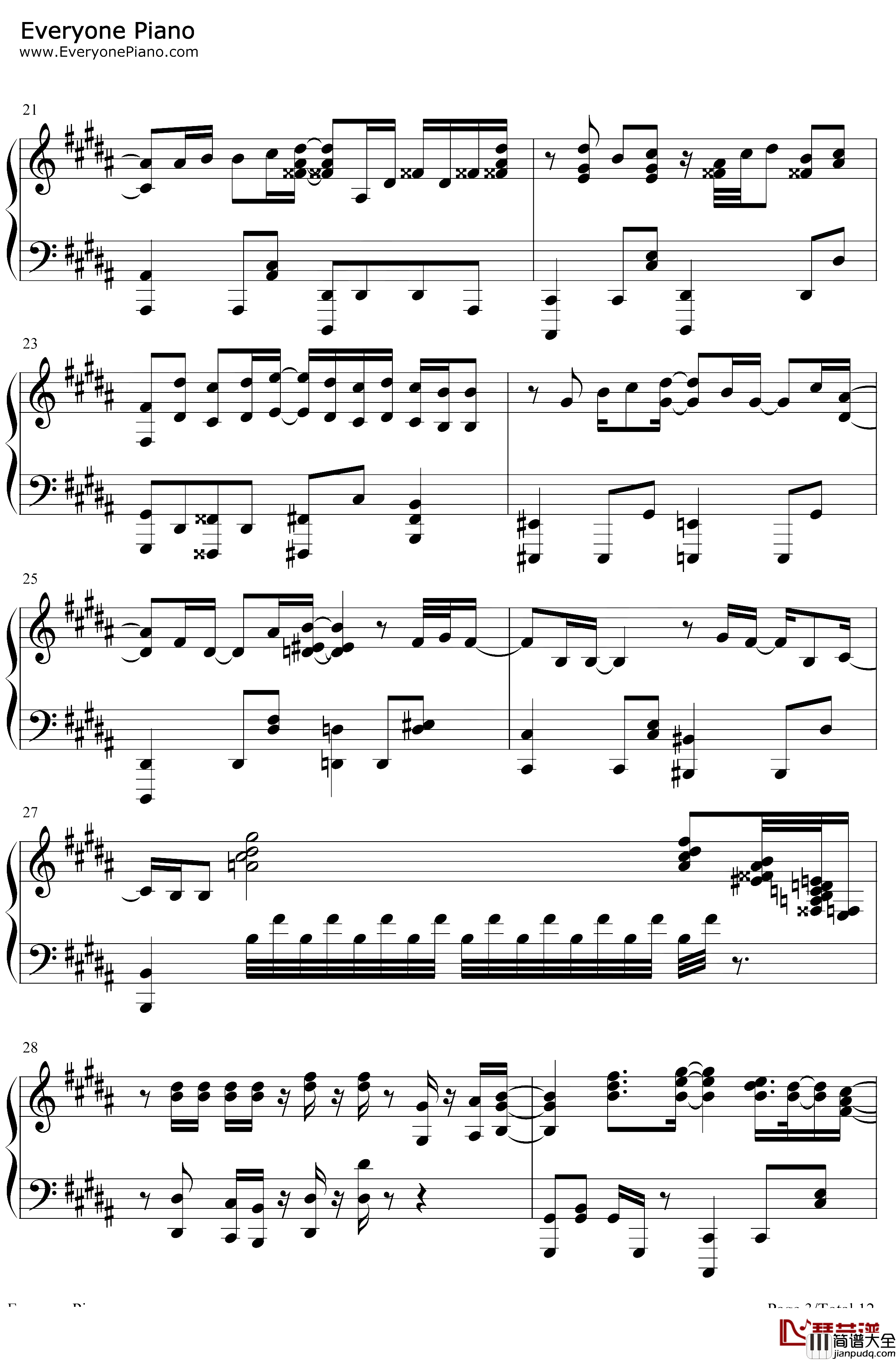 感電钢琴谱_米津玄师_感电_MIU404主题曲