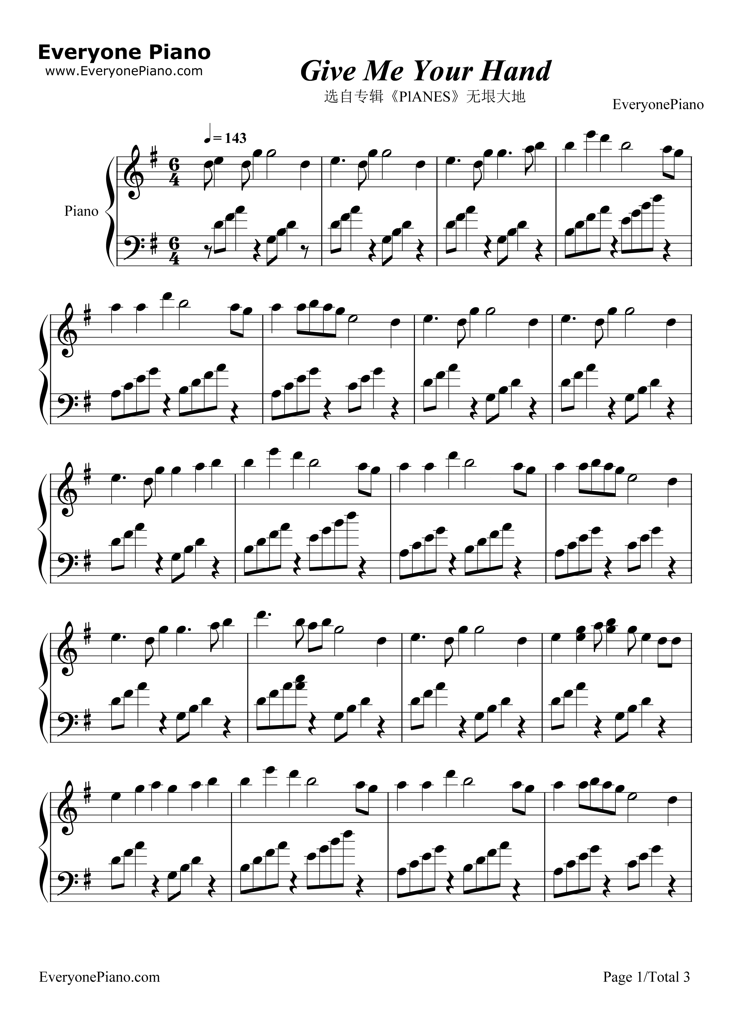 Give_Me_Your_Hand钢琴谱_乔治·温斯顿