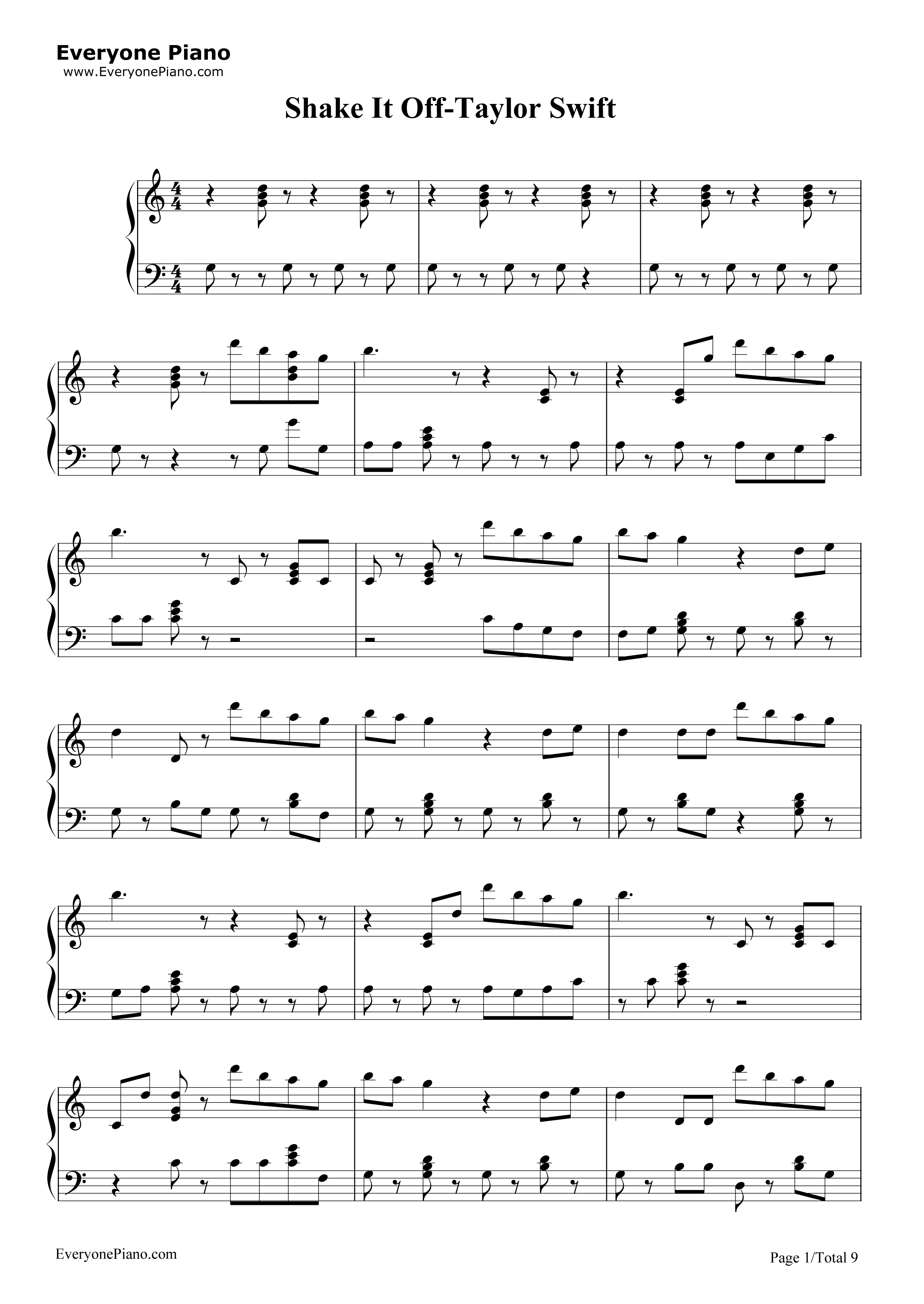 Shake_It_Off钢琴谱_Taylor_Swift