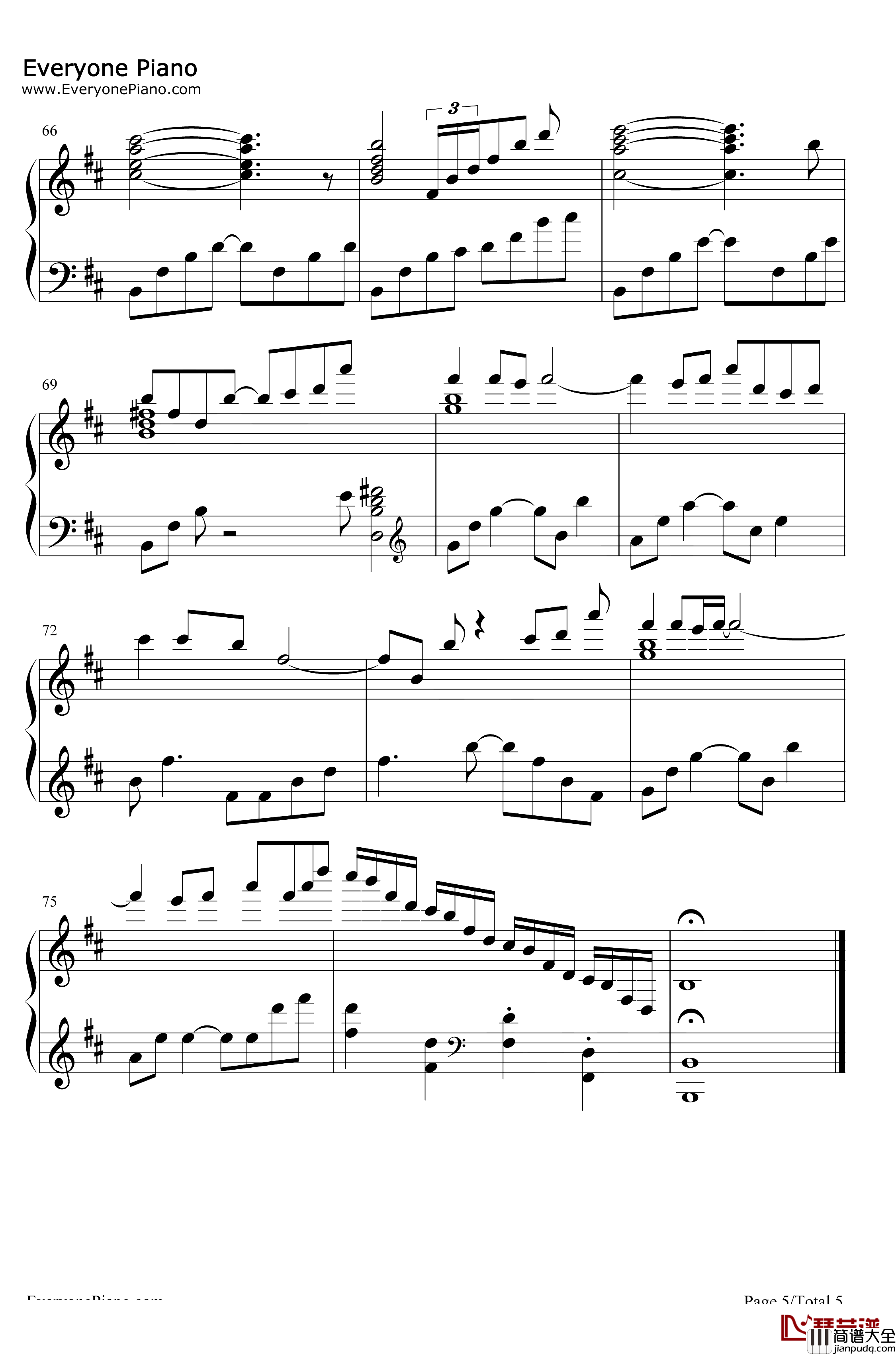 鸟之诗钢琴谱_Lia_柔情好听版