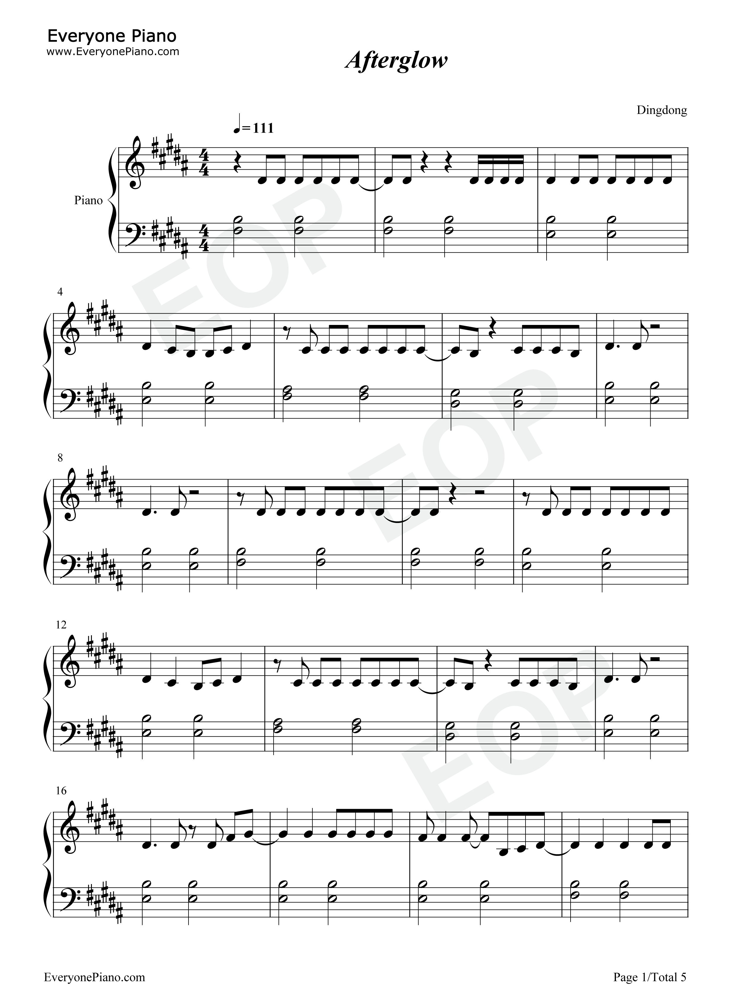 Afterglow钢琴谱_Ed_Sheeran