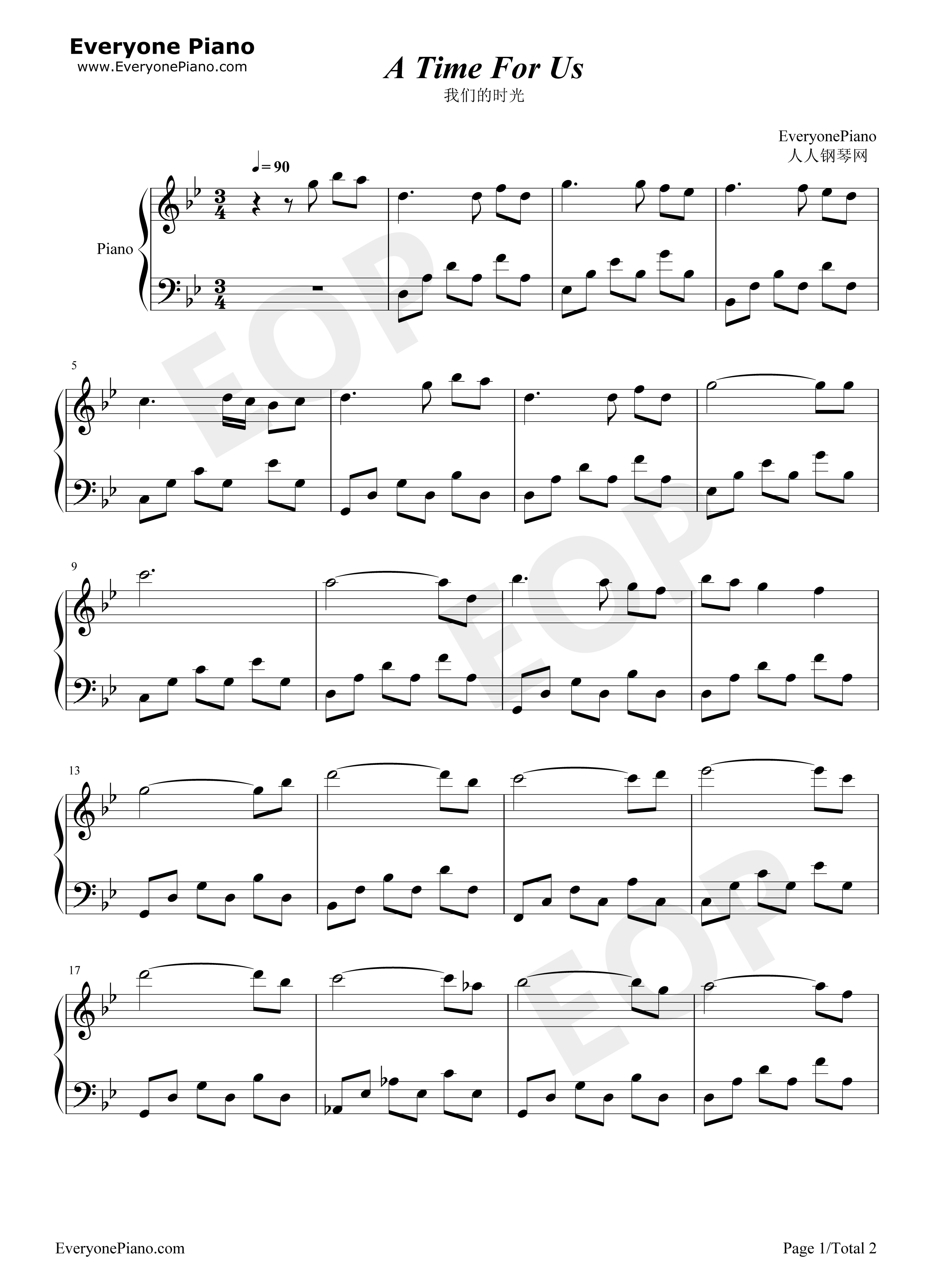 我们的时光钢琴谱_Nino_Rota