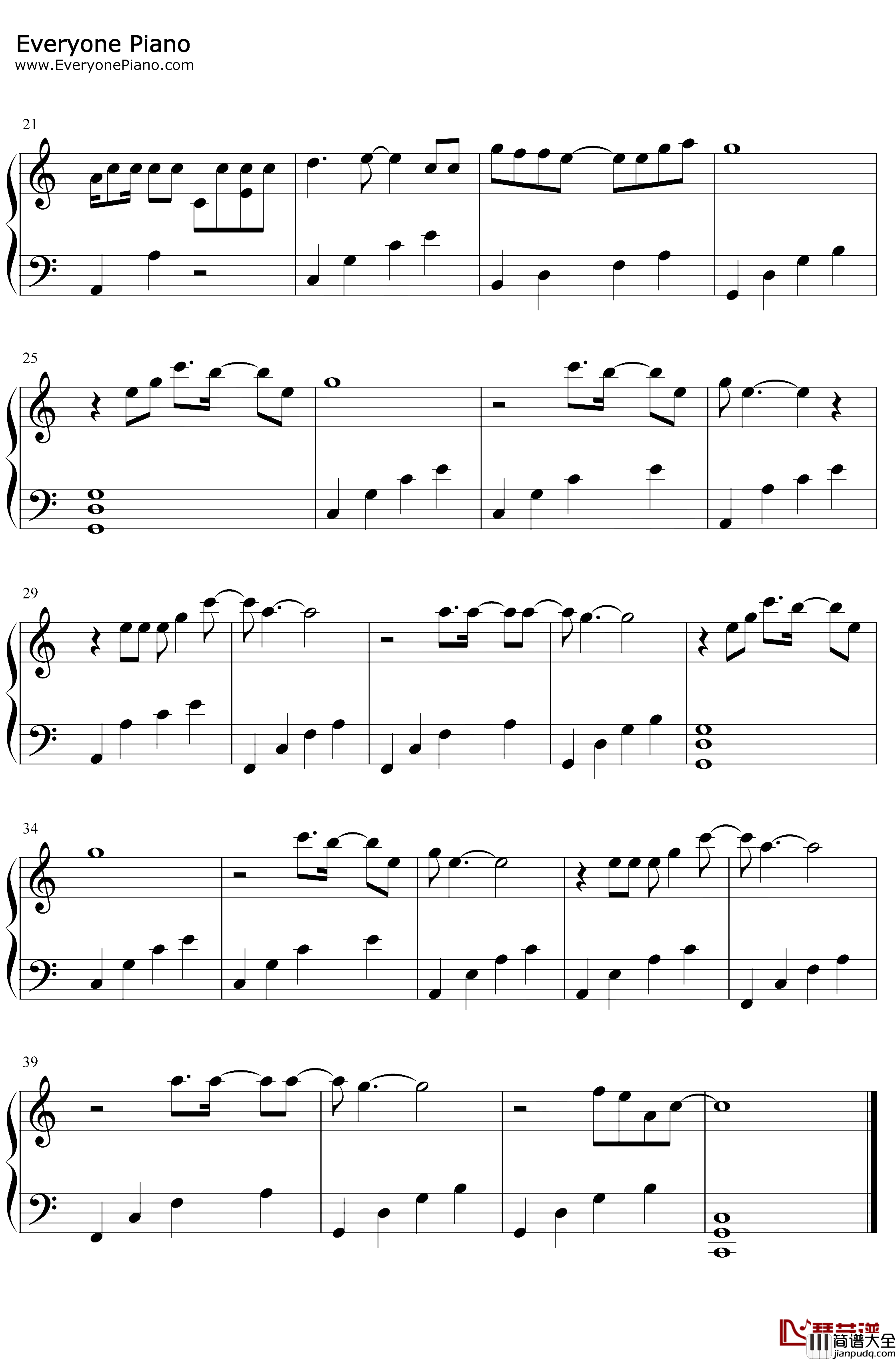 飞得更高钢琴谱_汪峰_C调简单版_汪峰励志歌曲