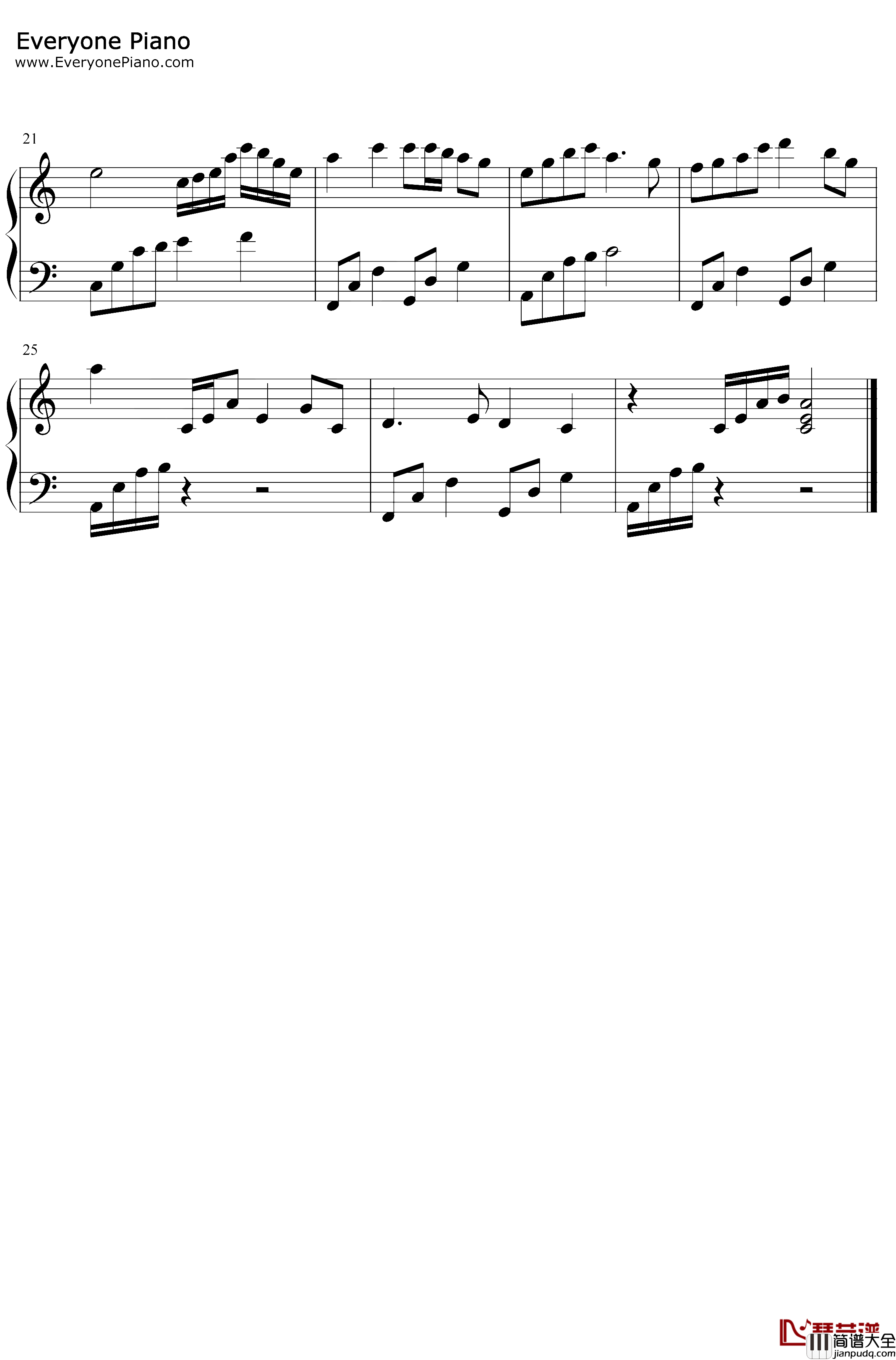 雪诉离歌钢琴谱_梦岚凌之轩_C调简单版_古剑奇谭同人歌曲