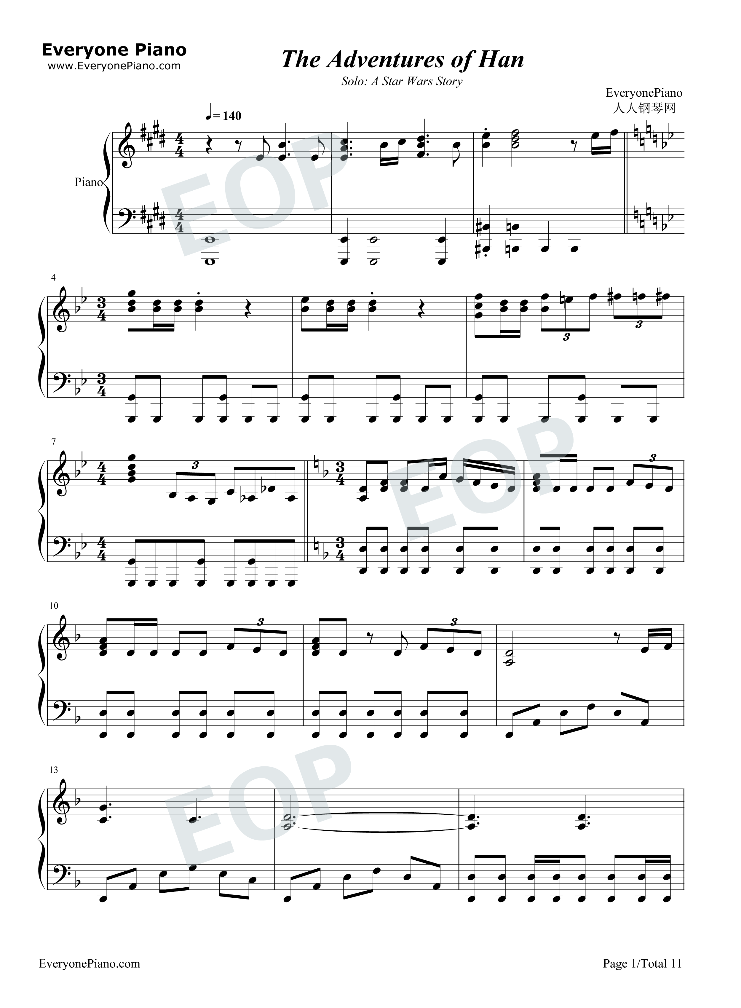 The_Adventures_of_Han钢琴谱_John_Williams