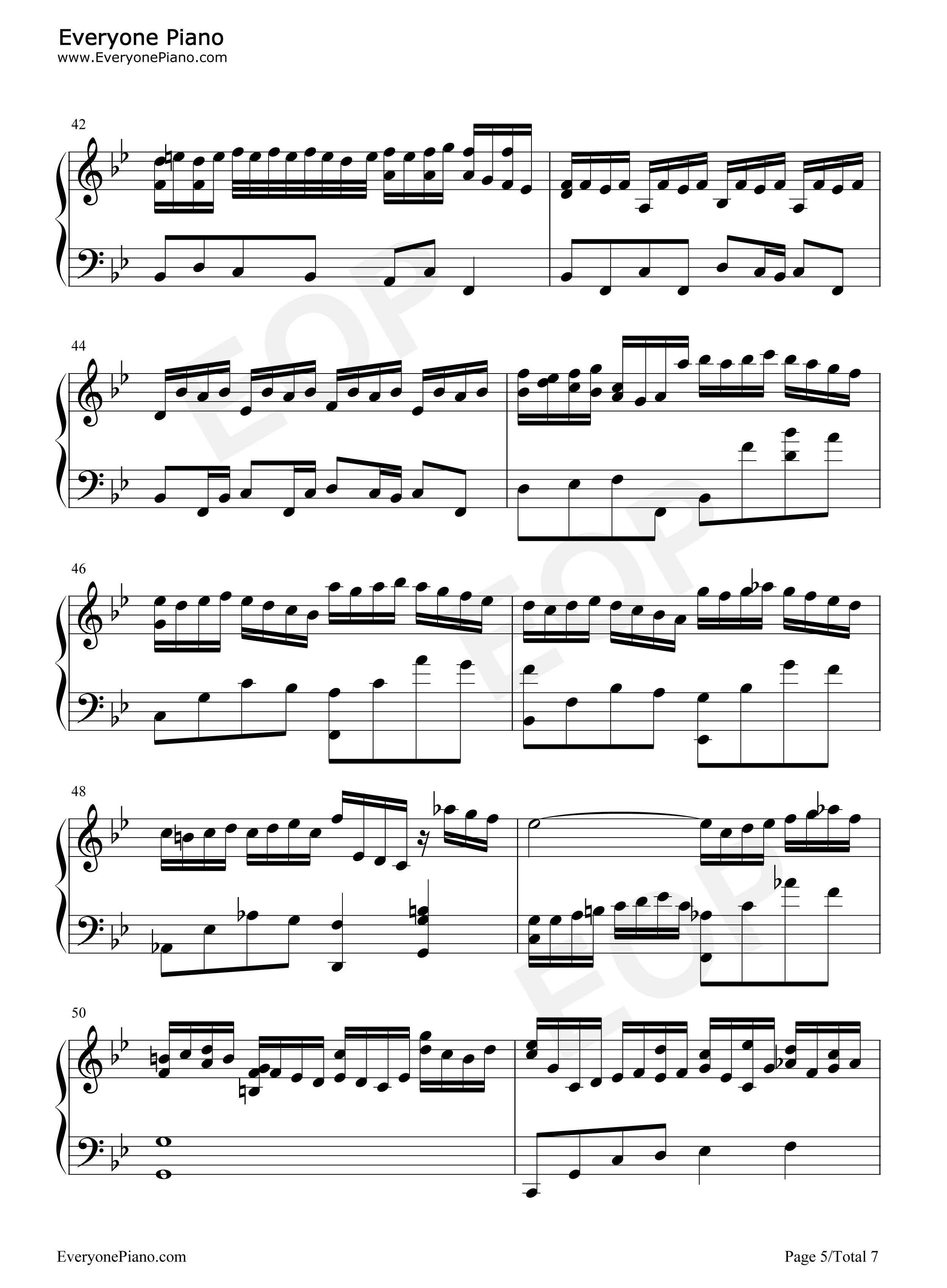 巴赫の赋格作品第578首钢琴谱_巴赫