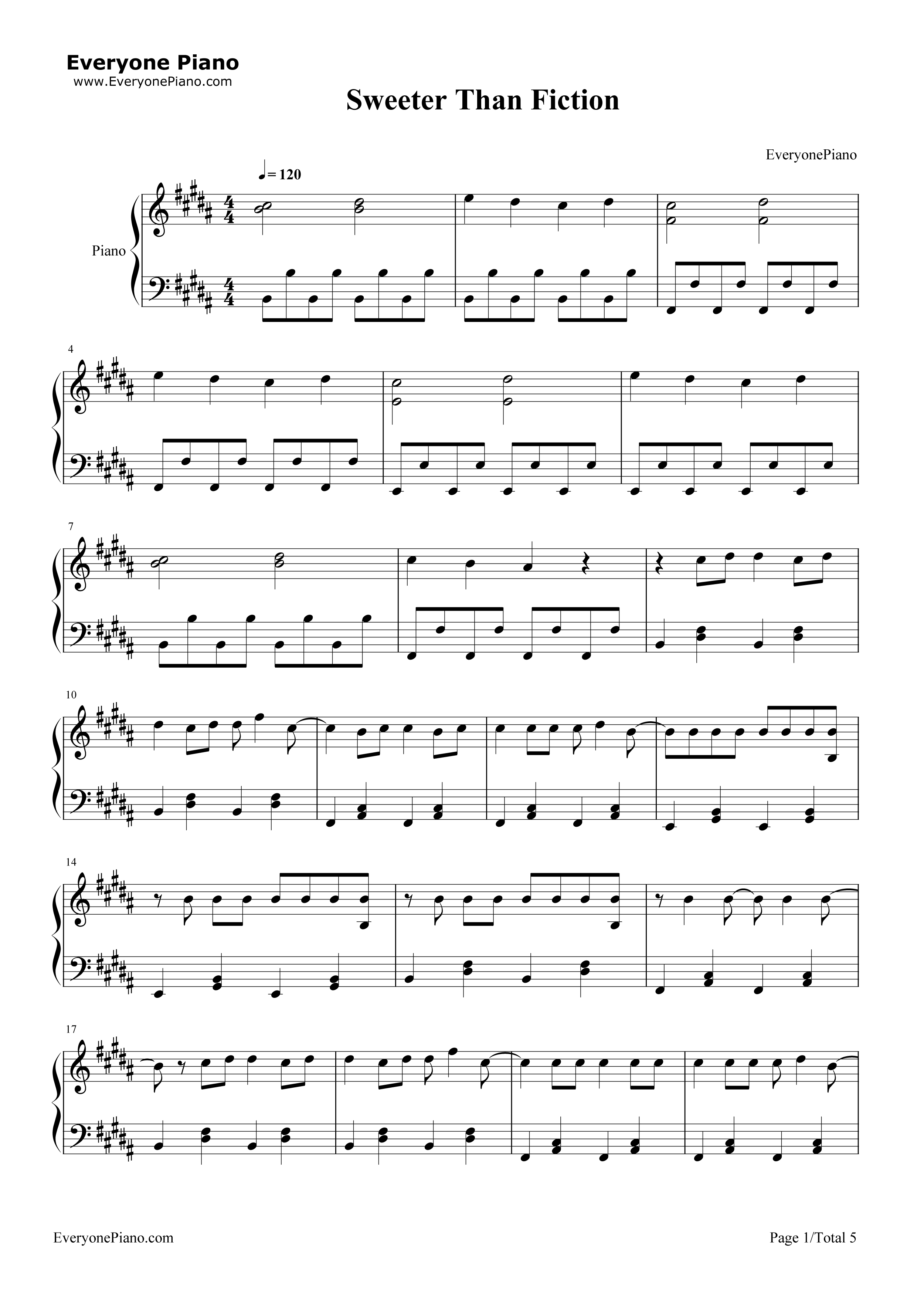 Sweeter_Than_Fiction钢琴谱_Taylor_Swift