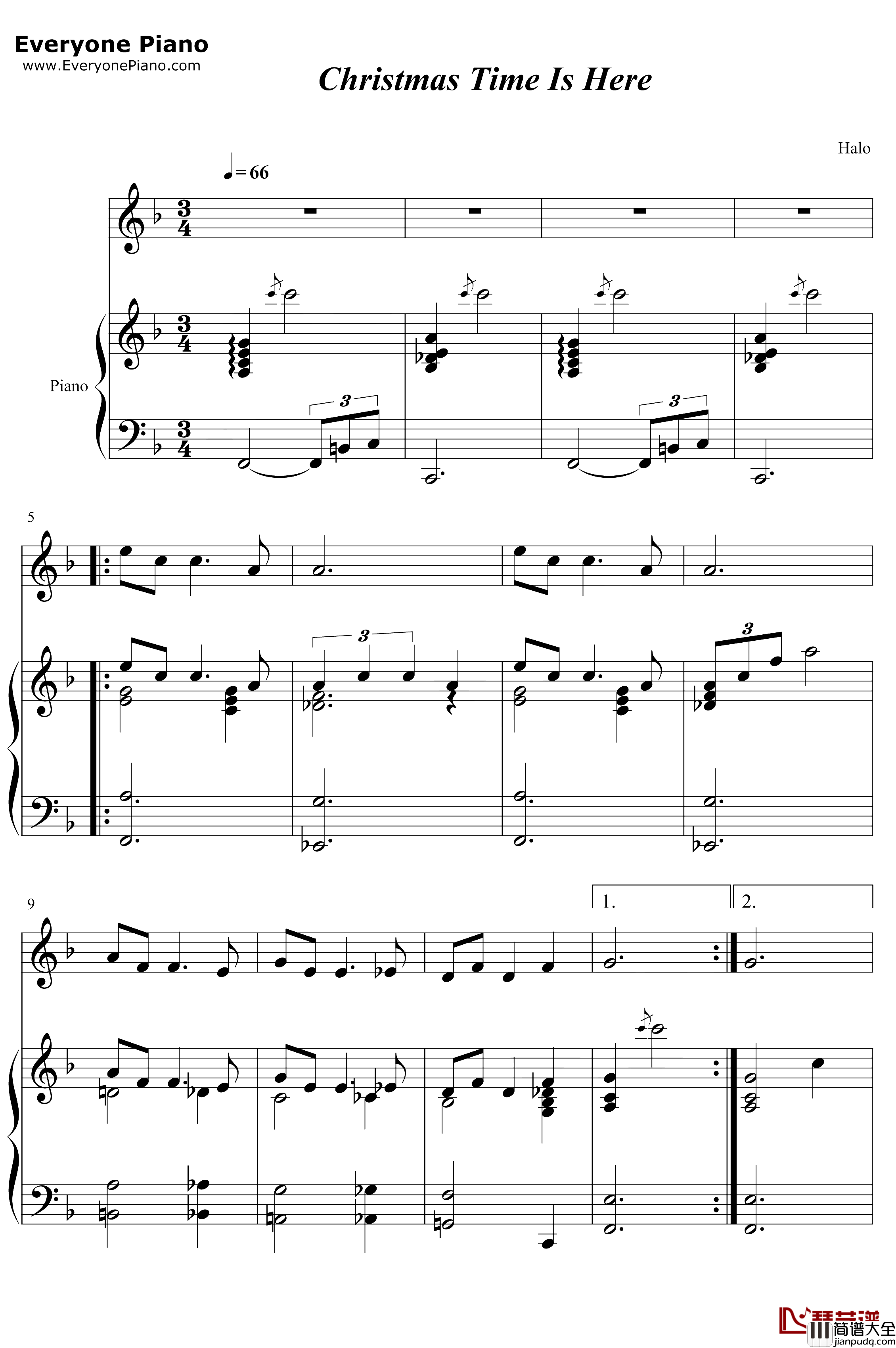 Christmas_Time_Is_Here钢琴谱_VinceGuaraldi_查理布朗的圣诞节OST