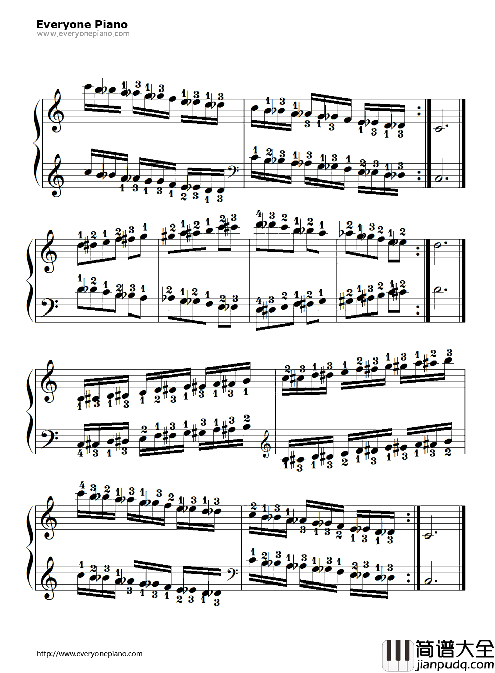 半音练习曲（Chromatic_Scale）钢琴谱_拜厄
