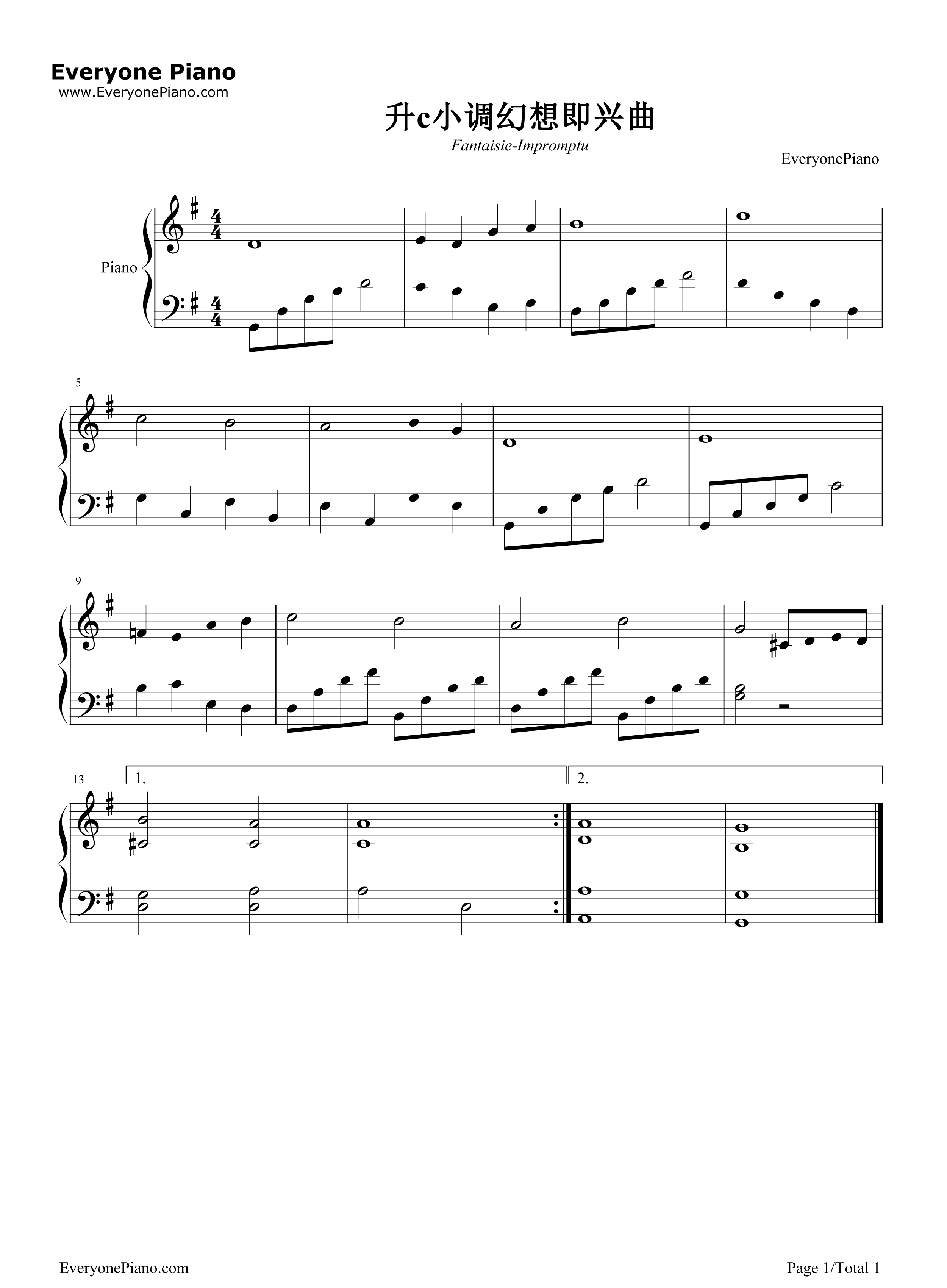 升c小调幻想即兴曲钢琴谱_肖邦