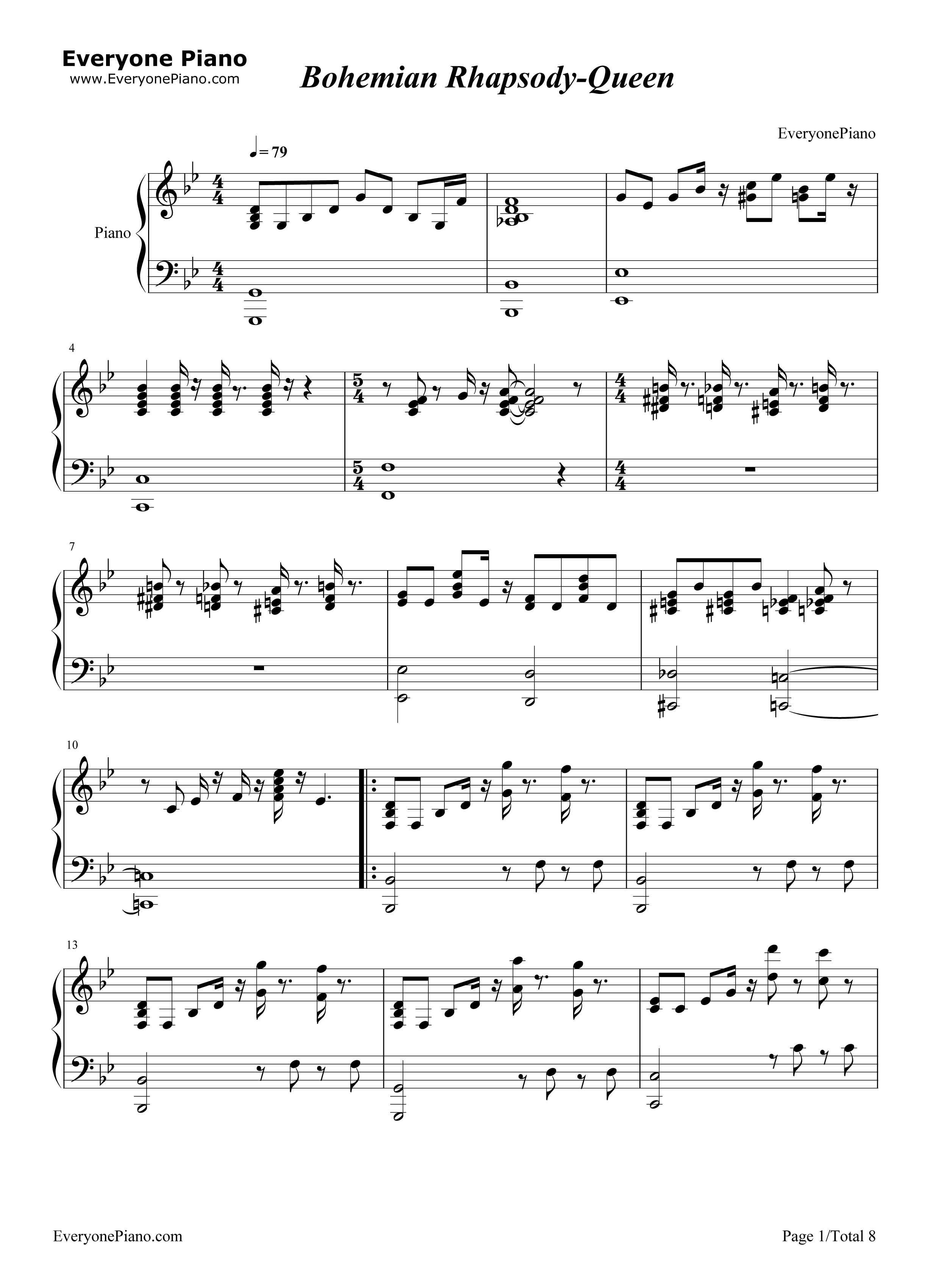 Bohemian_Rhapsody钢琴谱_Queen