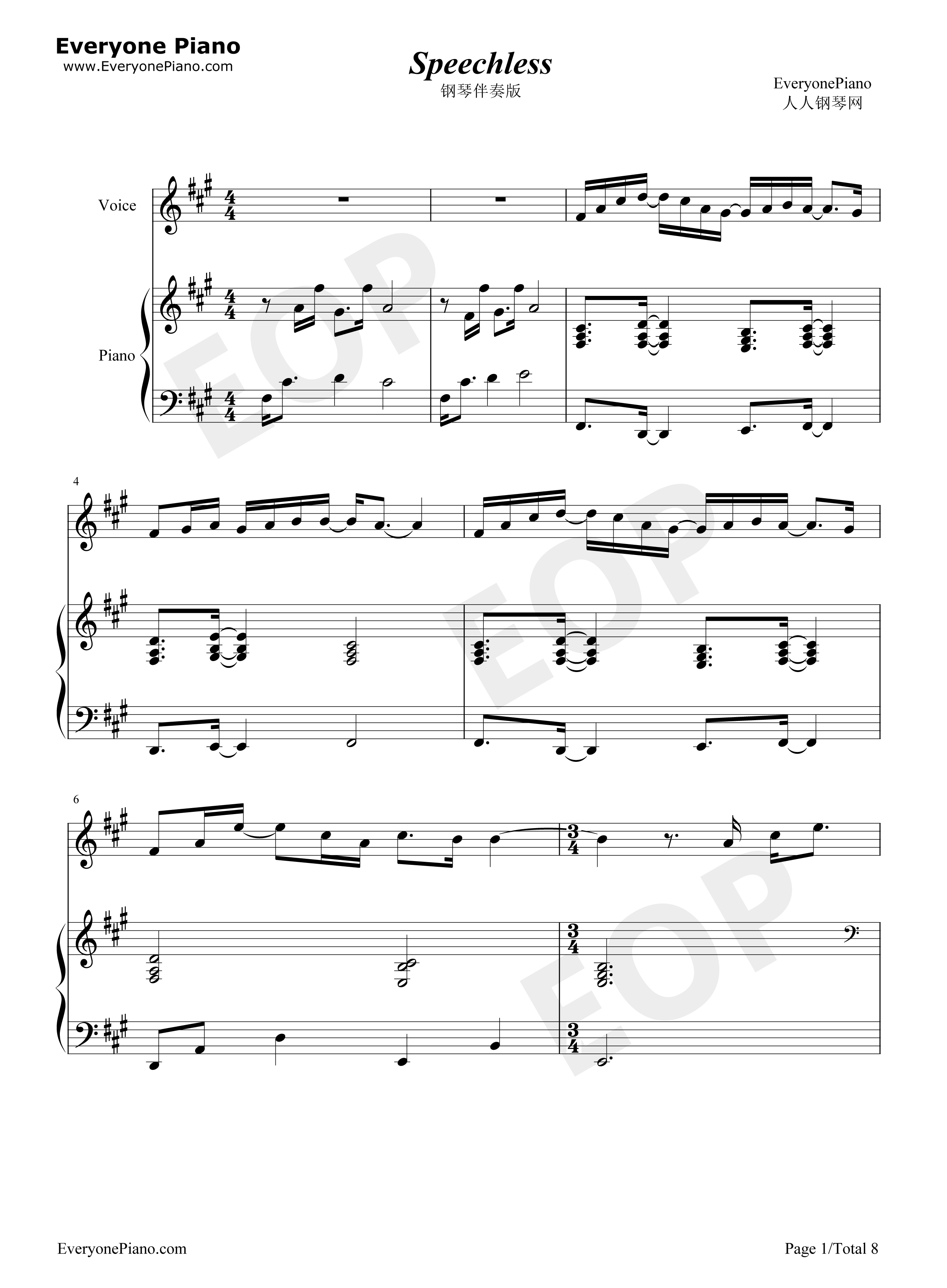 Speechless钢琴谱_Alan_Menken