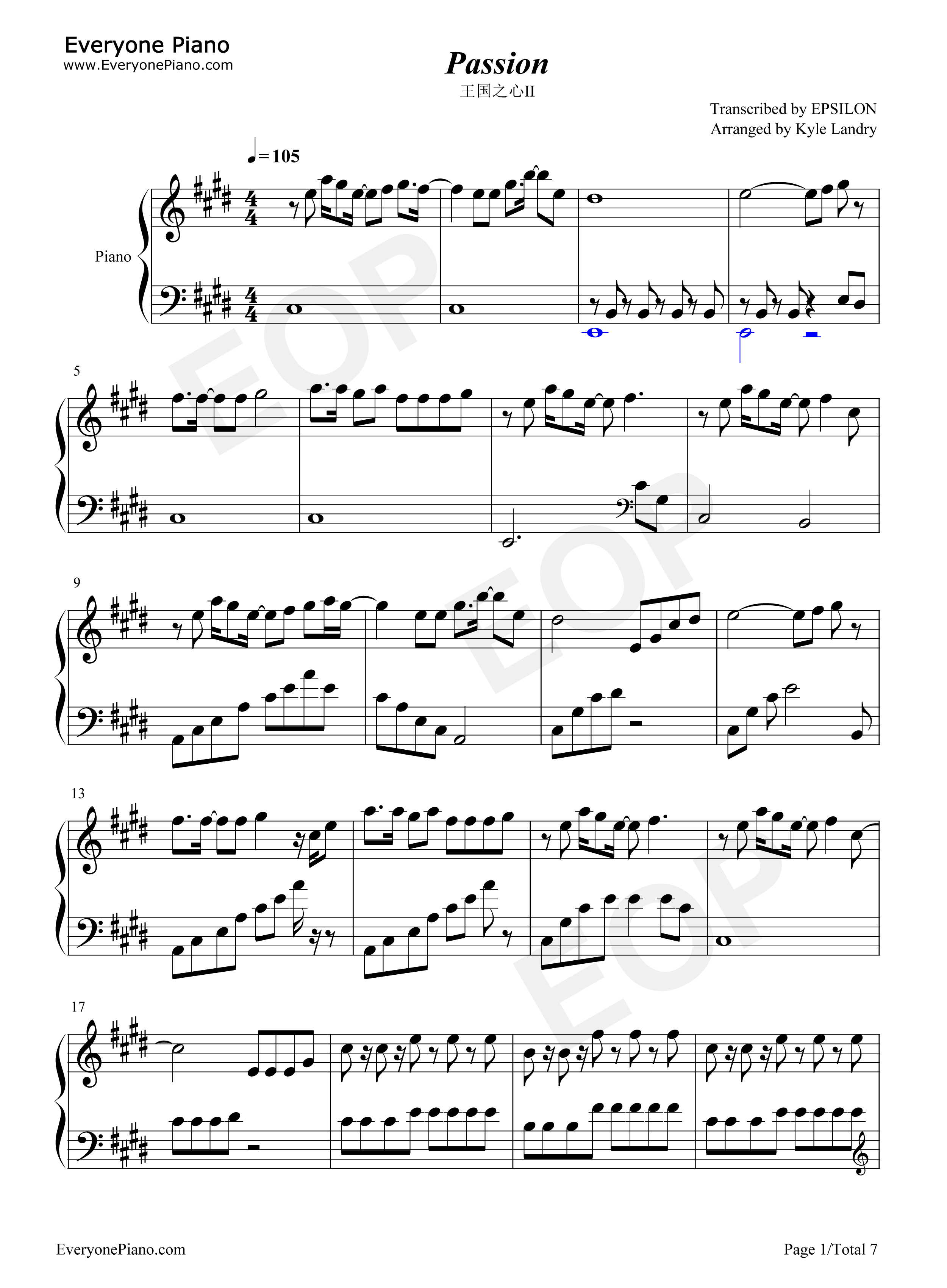 Passion钢琴谱_宇多田光
