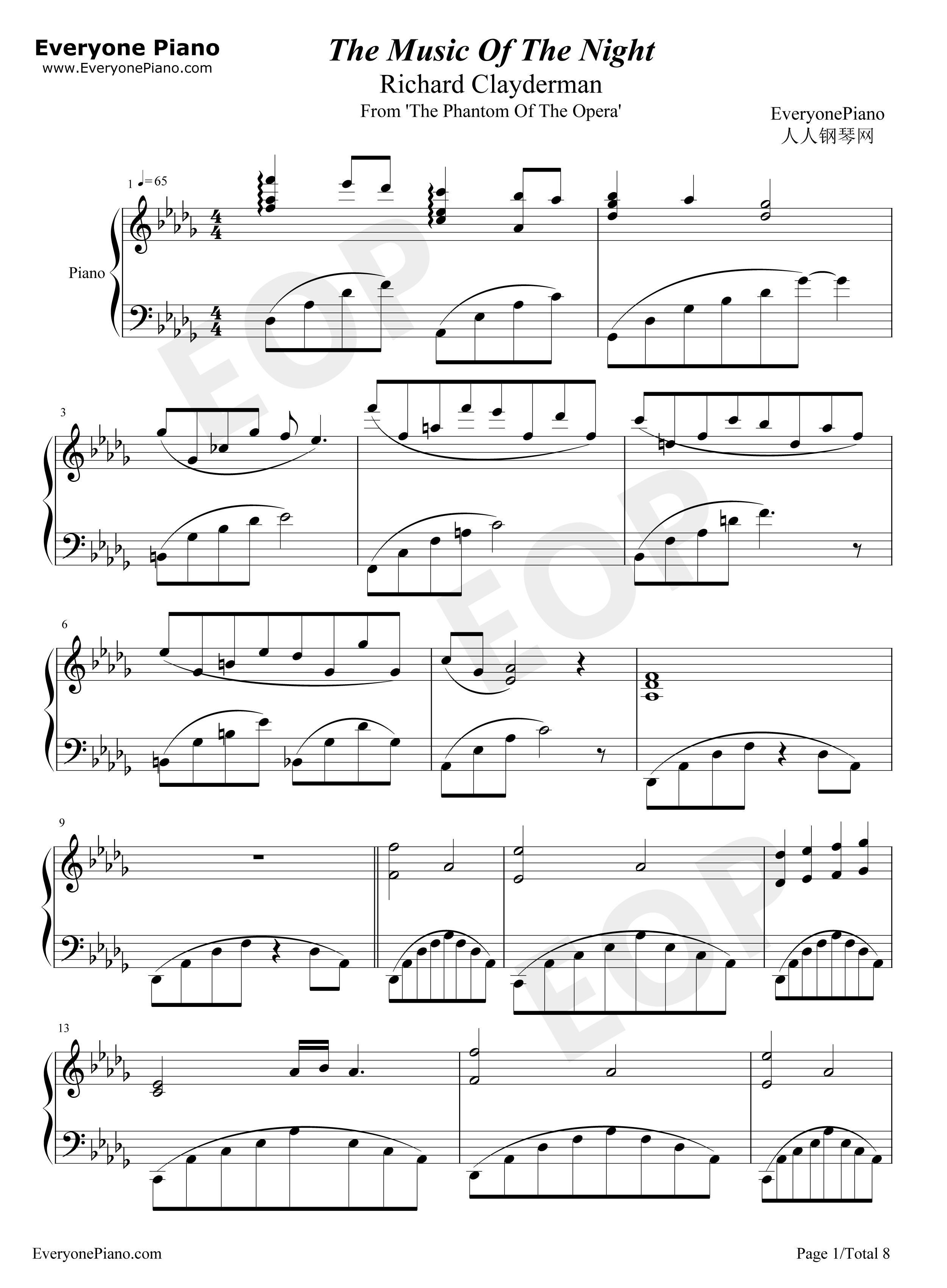 The_Music_of_the_Night钢琴谱_Andrew_Lloyd_Webber__安德鲁·劳埃德·韦伯