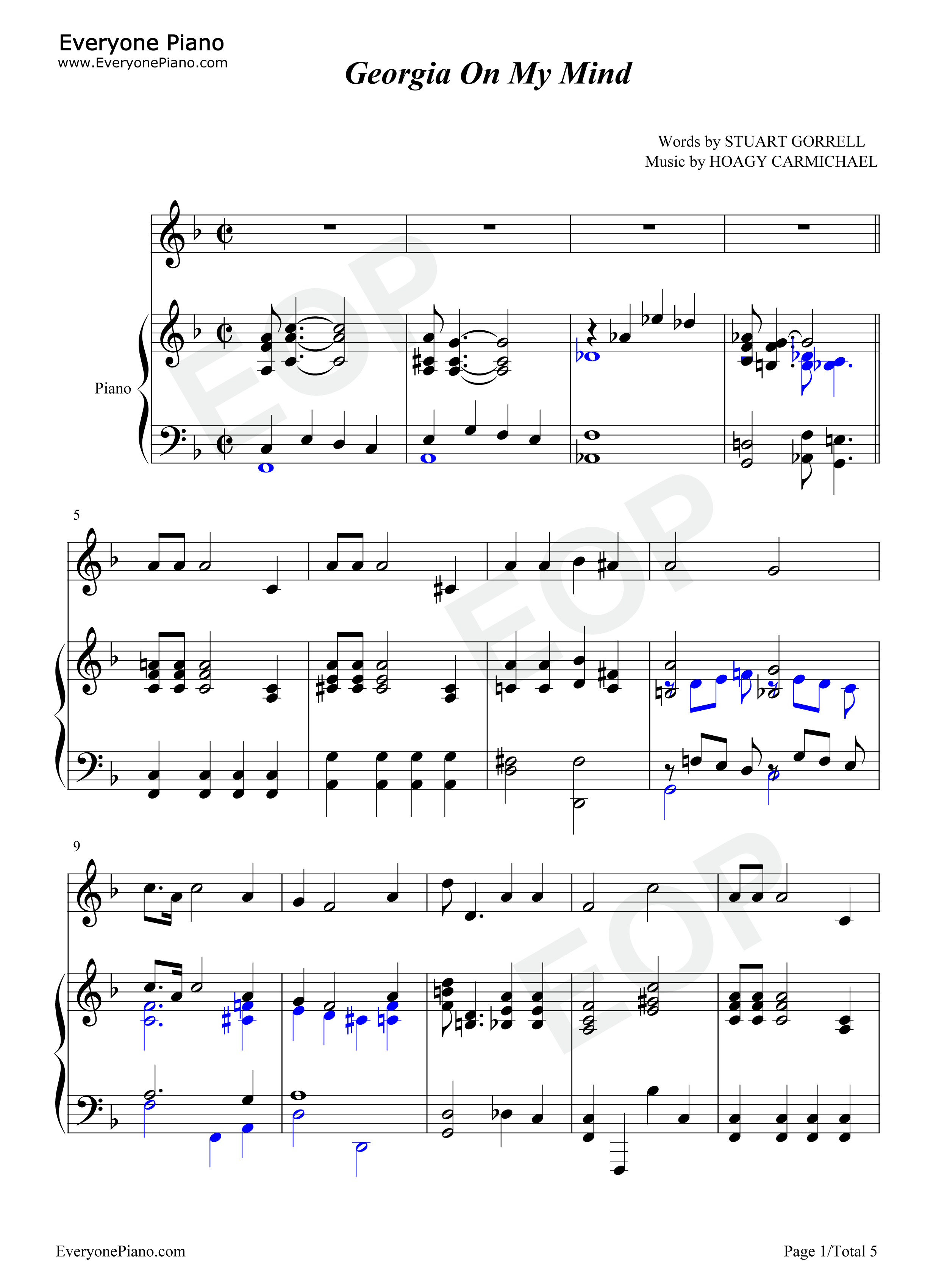 Georgia_On_My_Mind钢琴谱_Ray_Charles