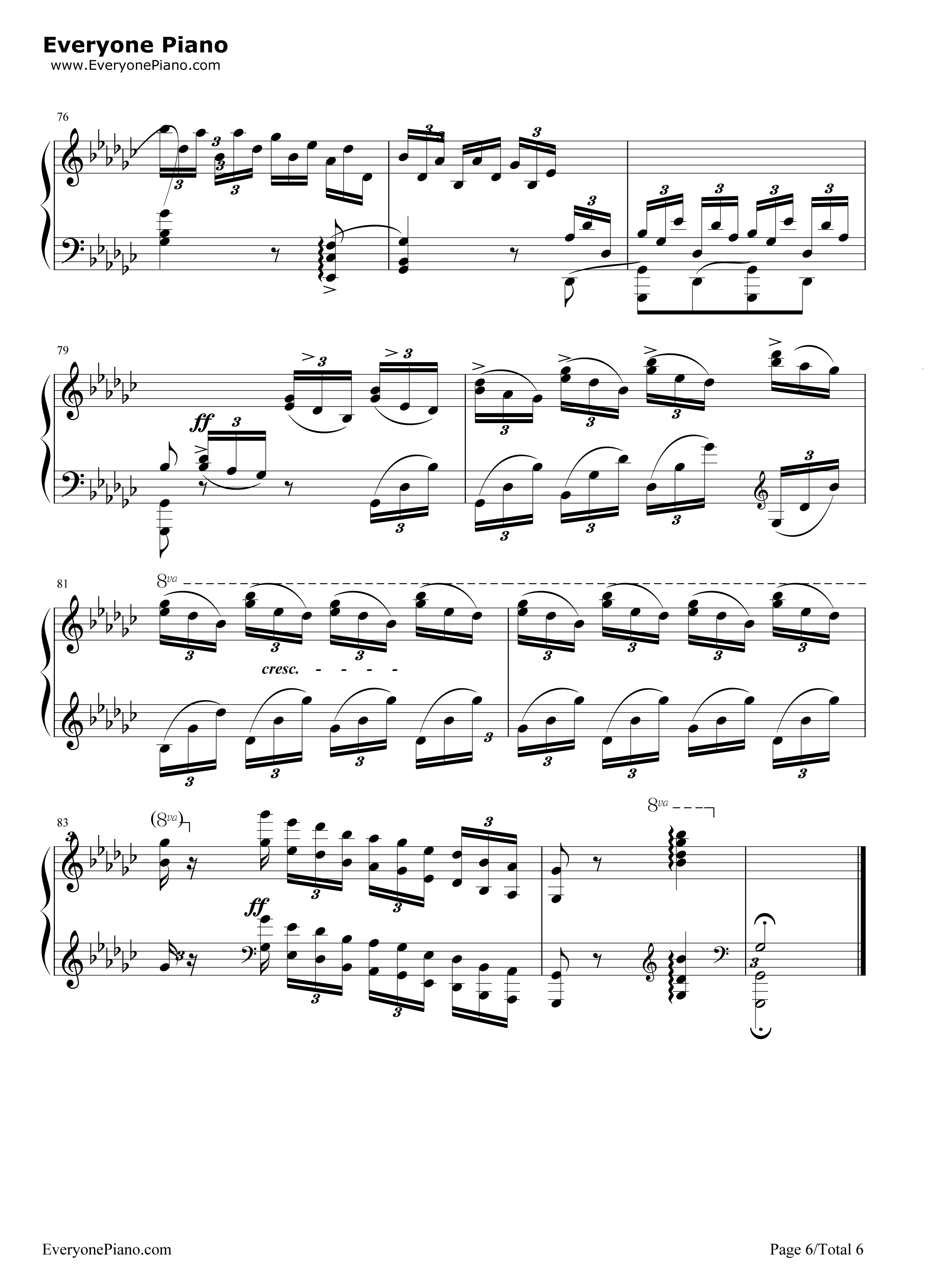 黑键练习曲钢琴谱_肖邦