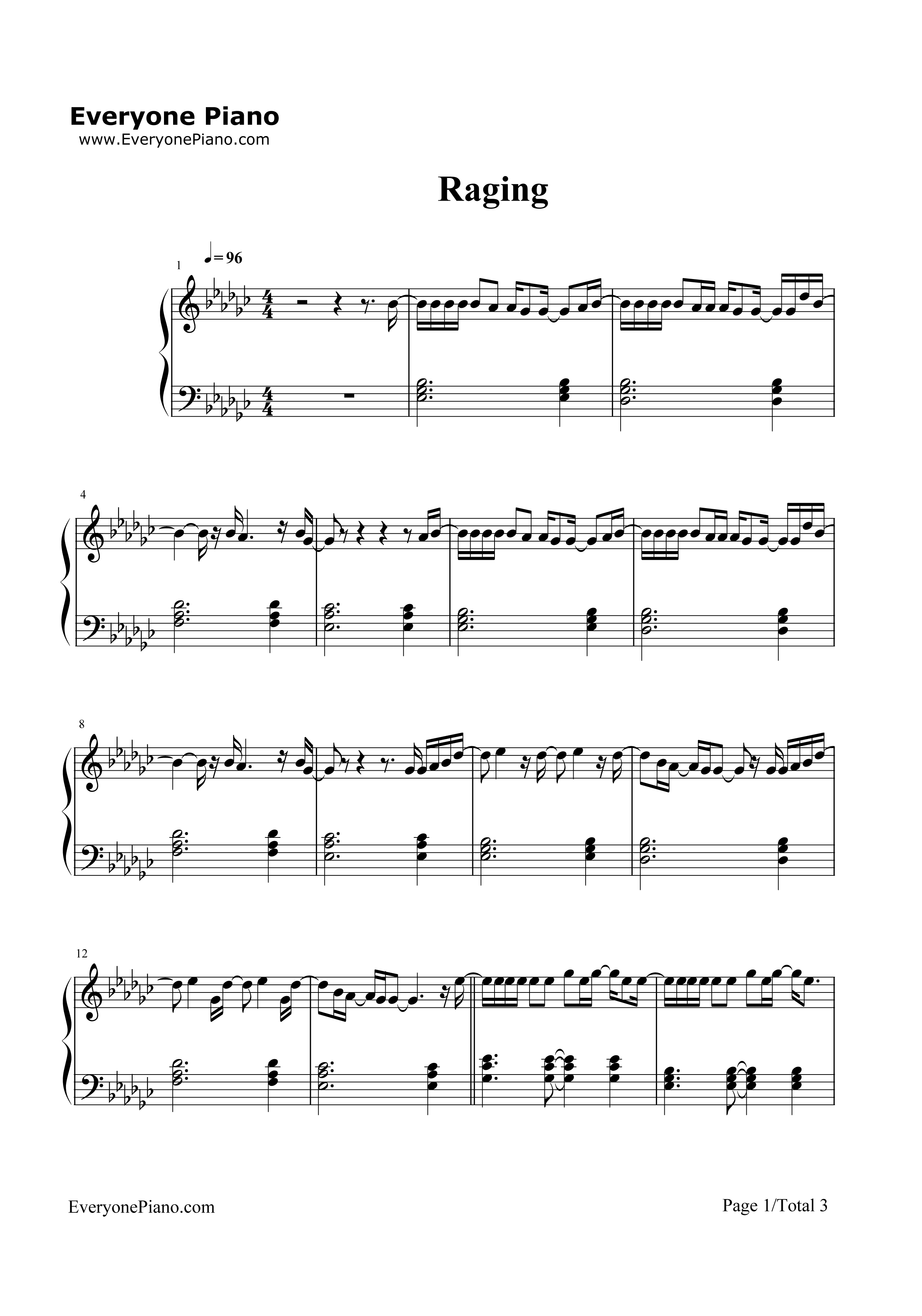 Raging钢琴谱_Kygo_&_Kodaline