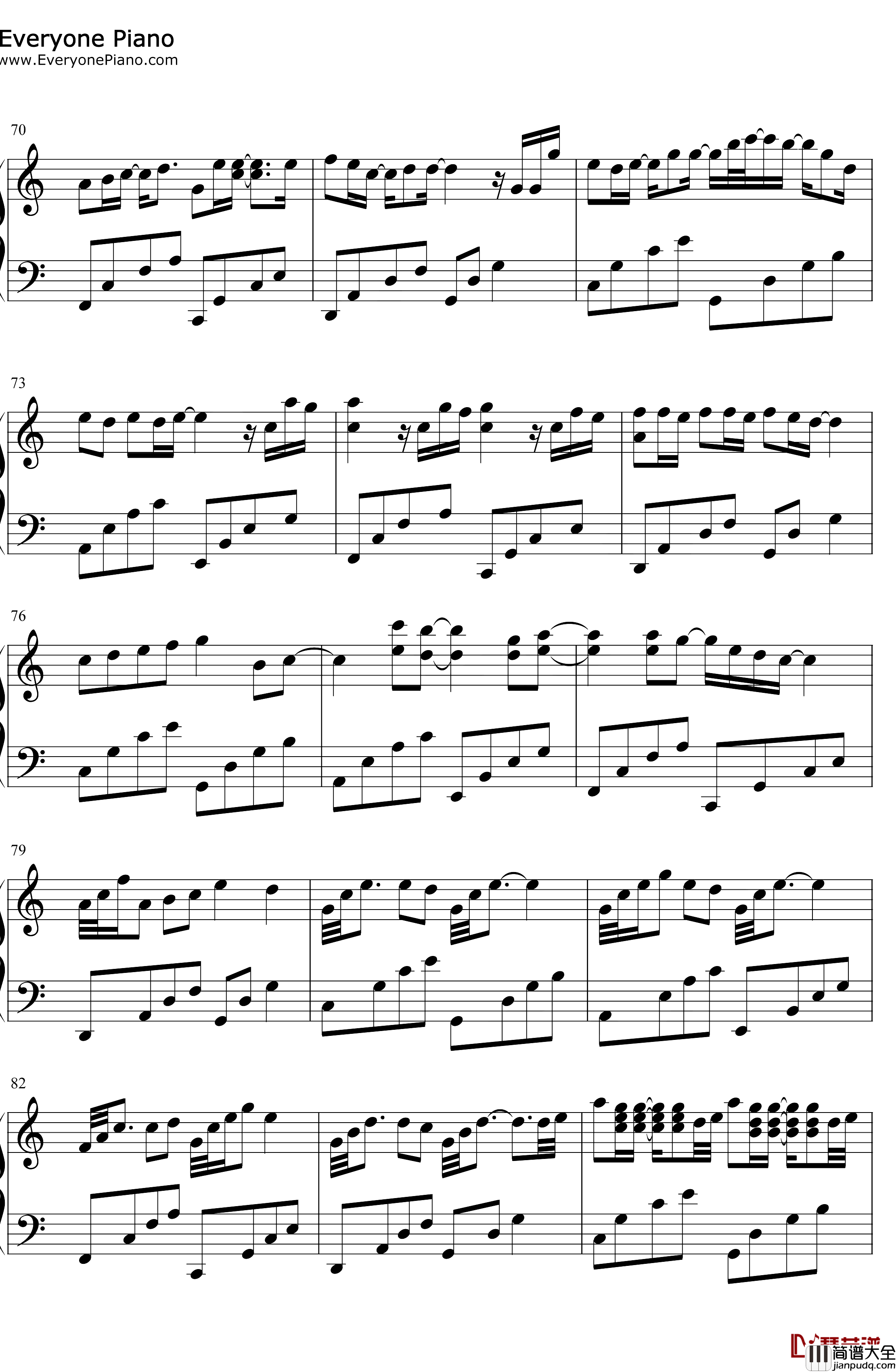 卡农与流行曲串烧钢琴谱_未知_无缝衔接完美