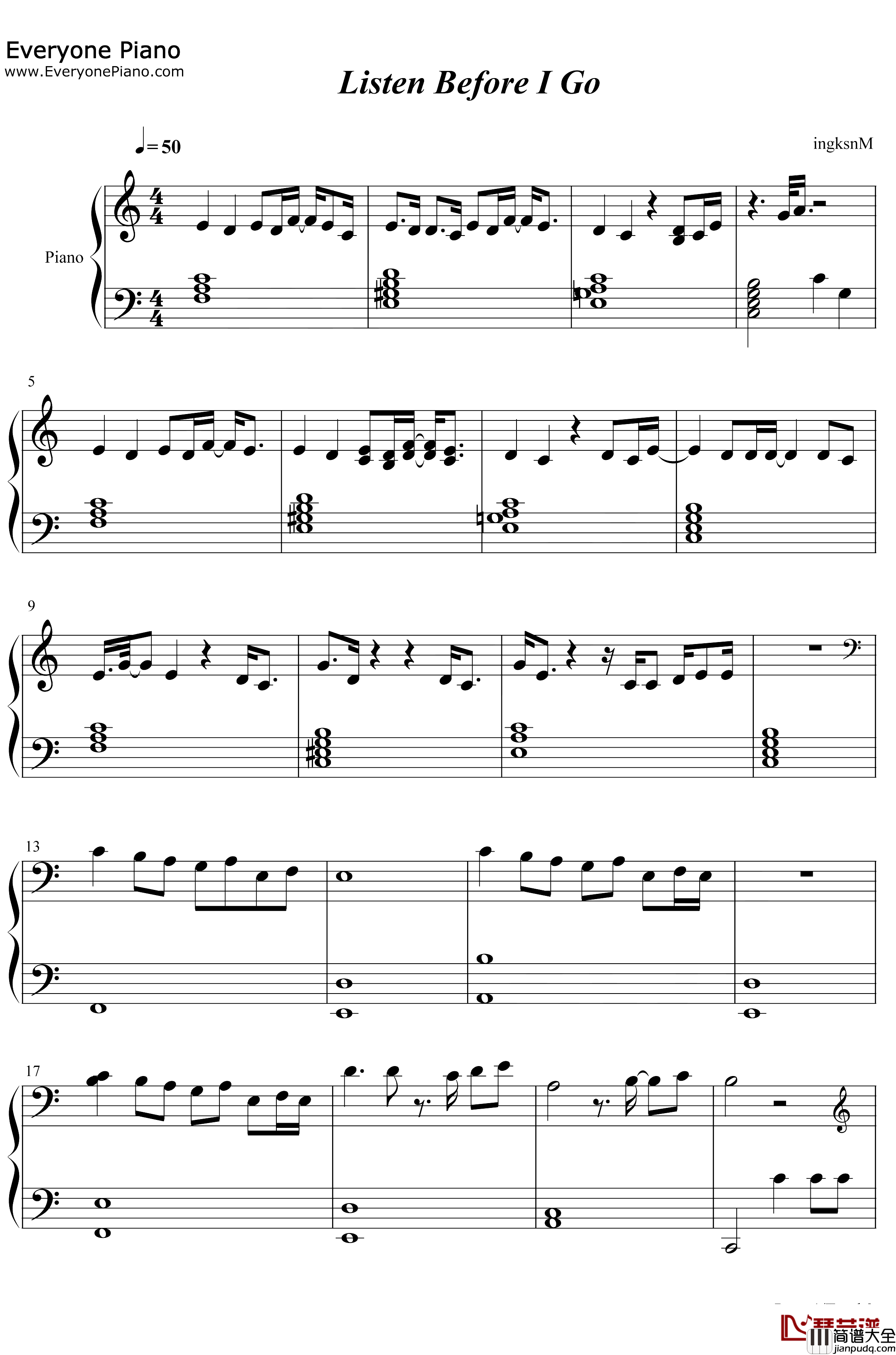 Listen_Before_I_Go钢琴谱_Billie_Eilish