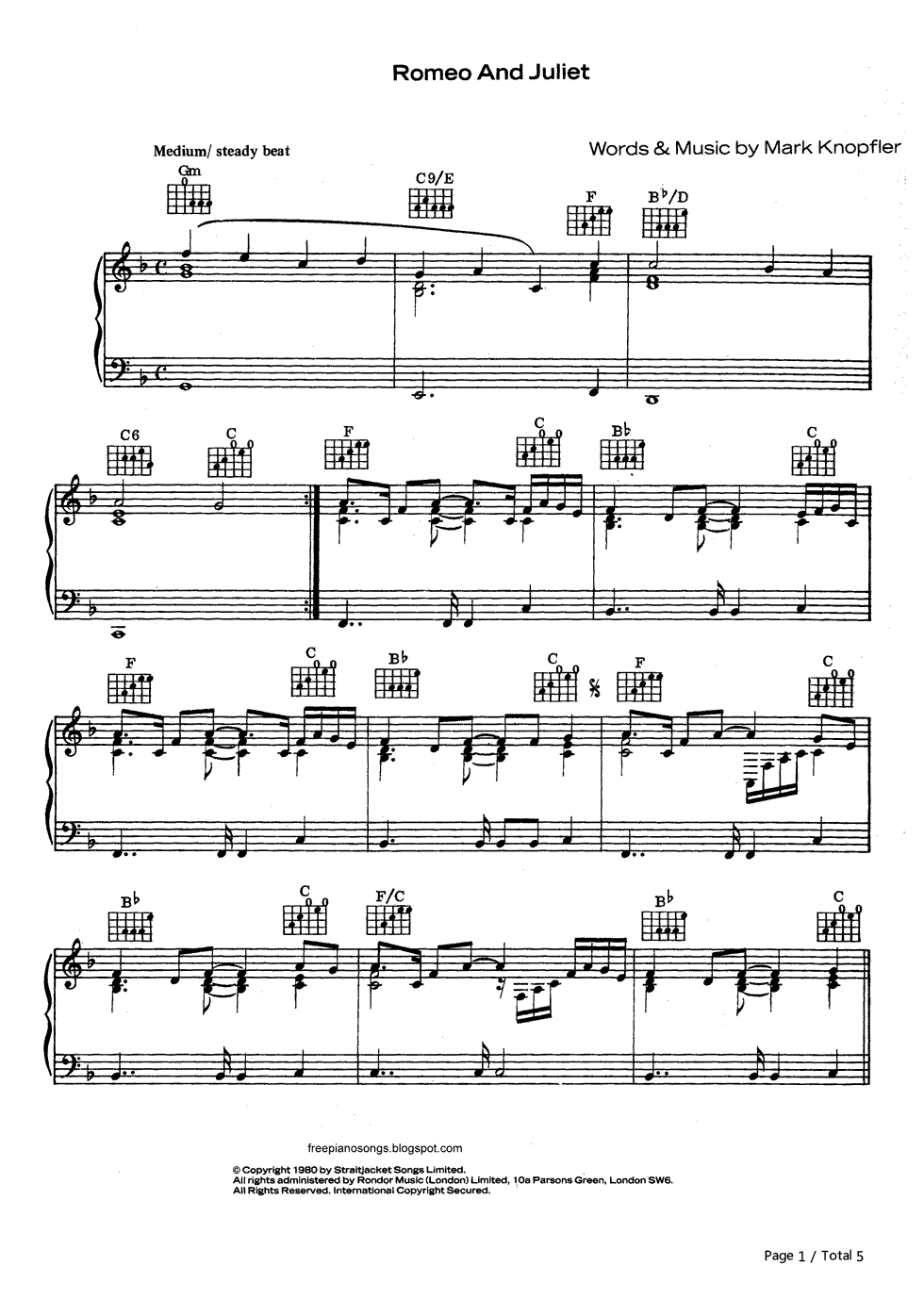Romeo_and_Juliet钢琴谱_Dire_Straits