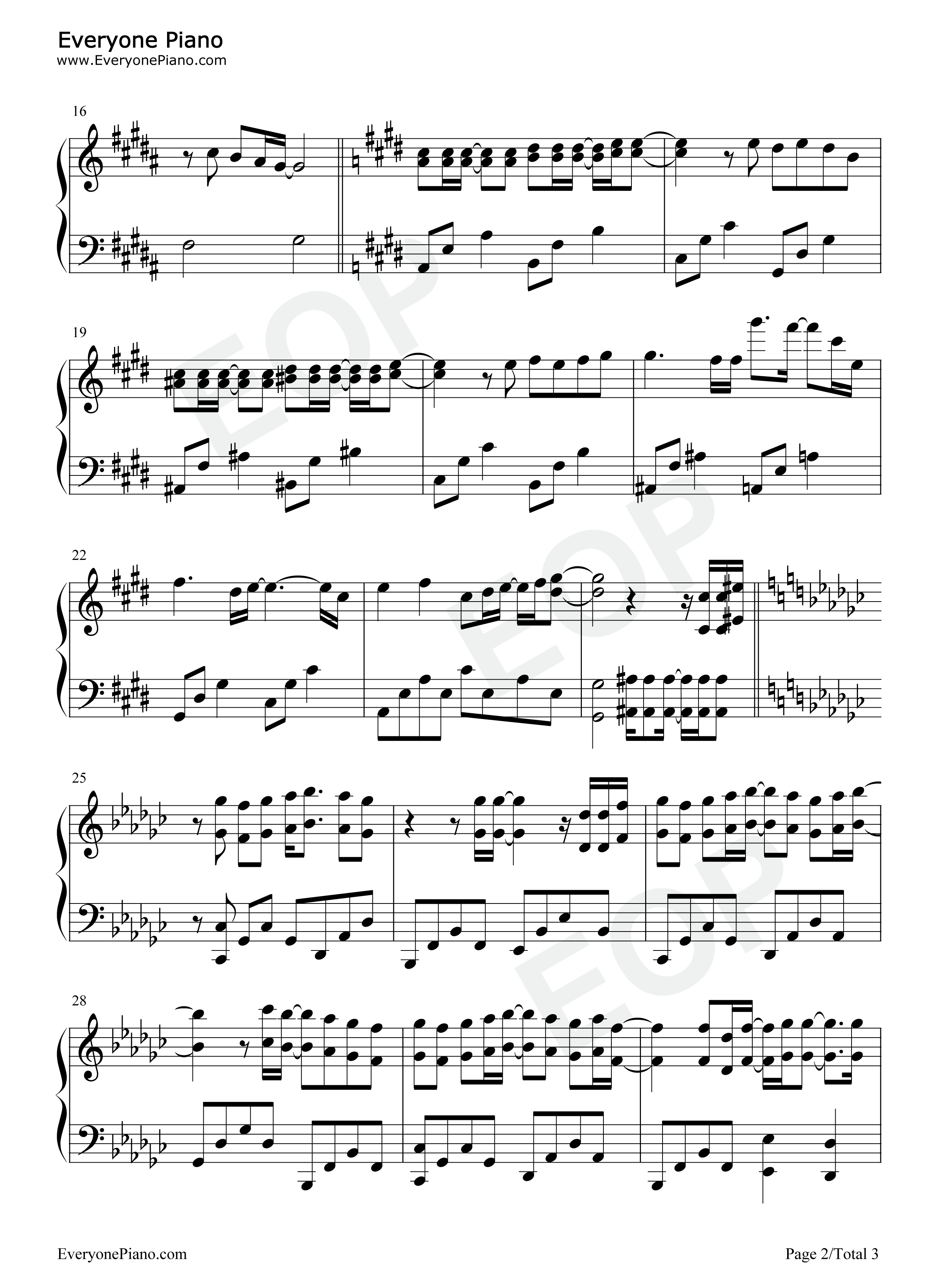 アシタノヒカリ钢琴谱_AAA