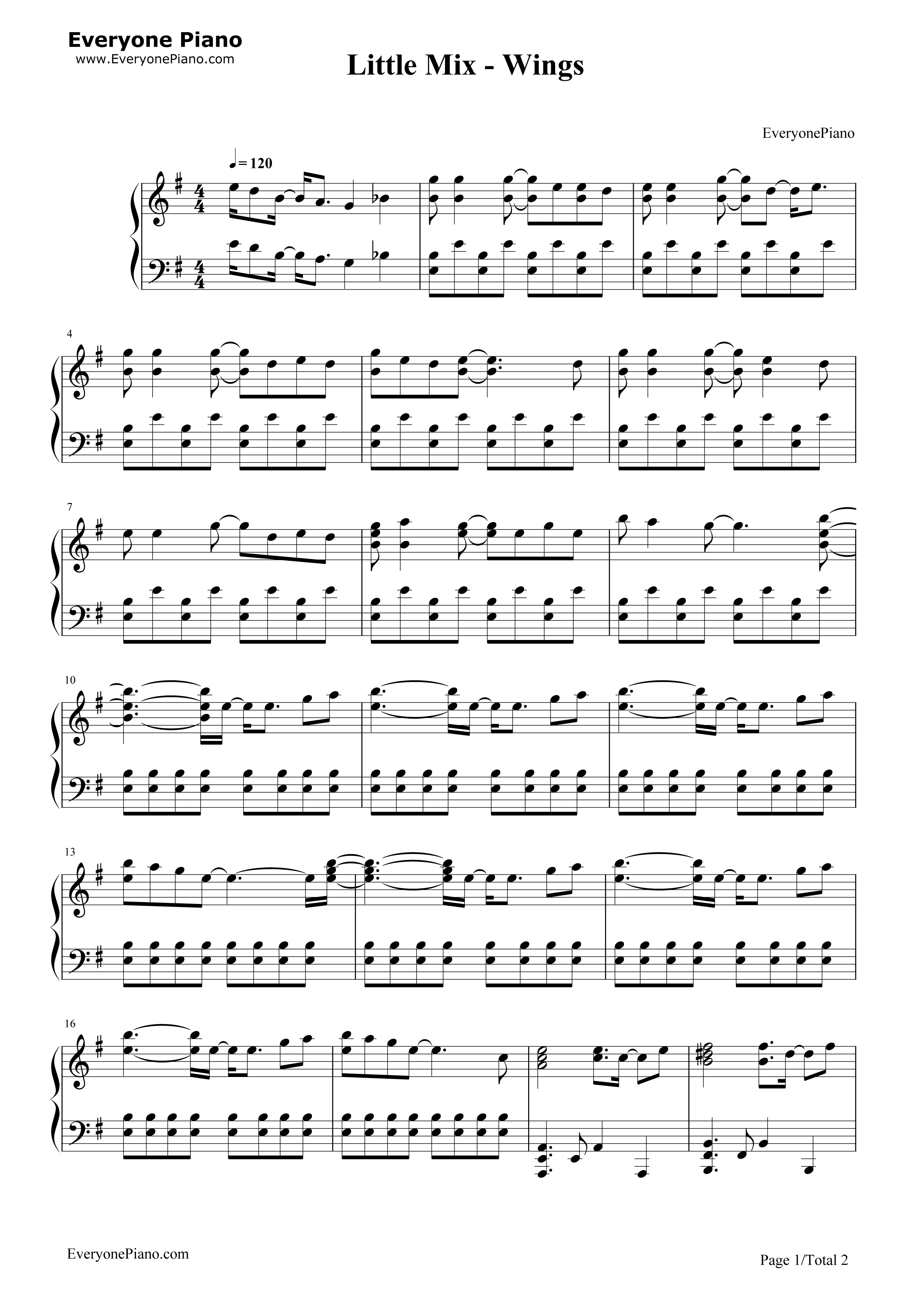 Wings钢琴谱_Little_Mix