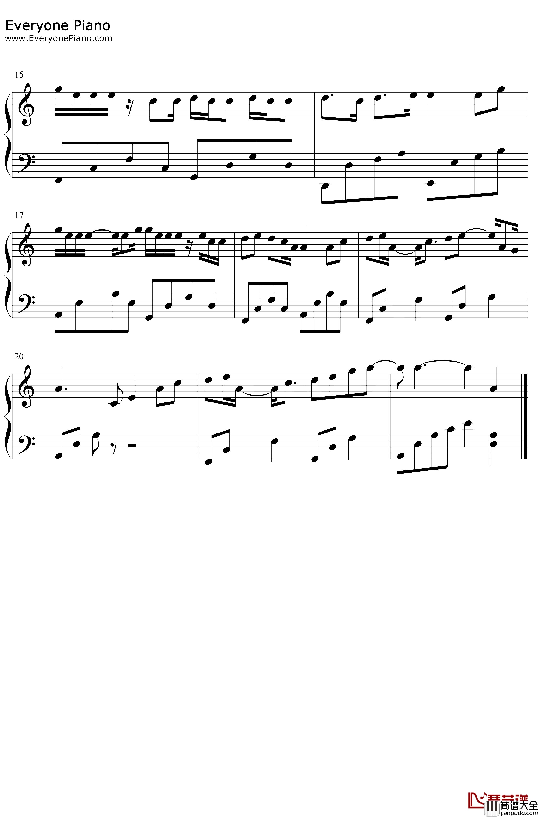 若花怜蝶钢琴谱_萧忆情Alex余夏_C调简单版_天官赐福花怜同人曲