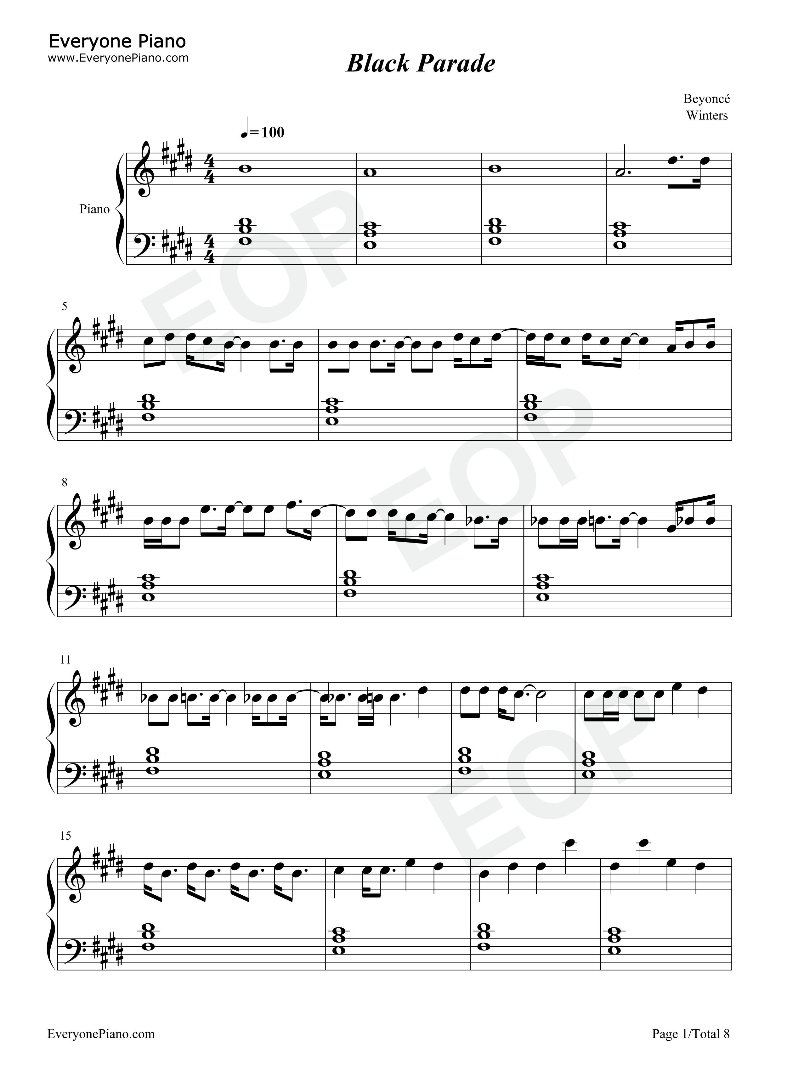 Black_Parade钢琴谱_Beyoncé