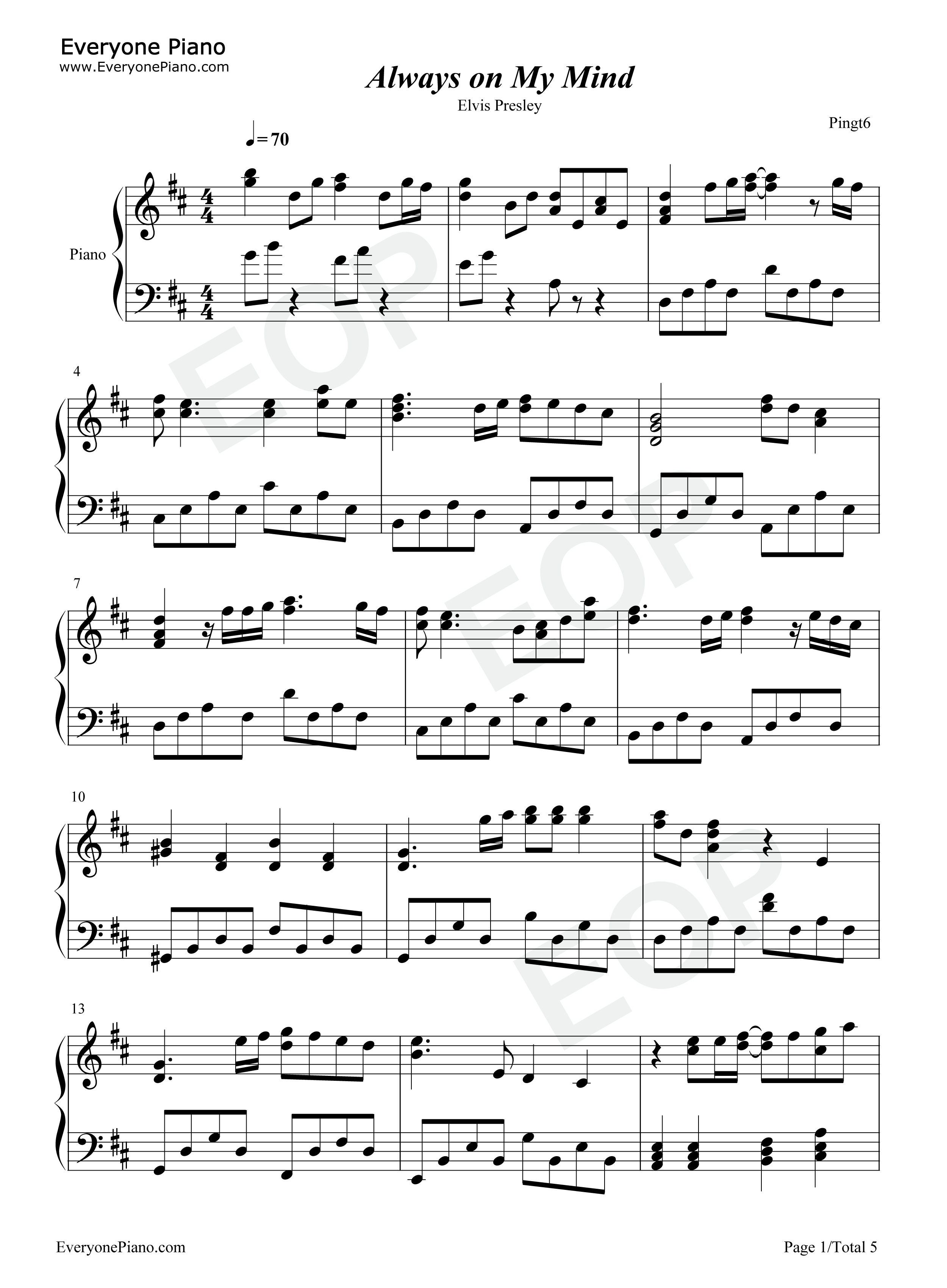 Always_on_My_Mind钢琴谱_Elvis_Presley