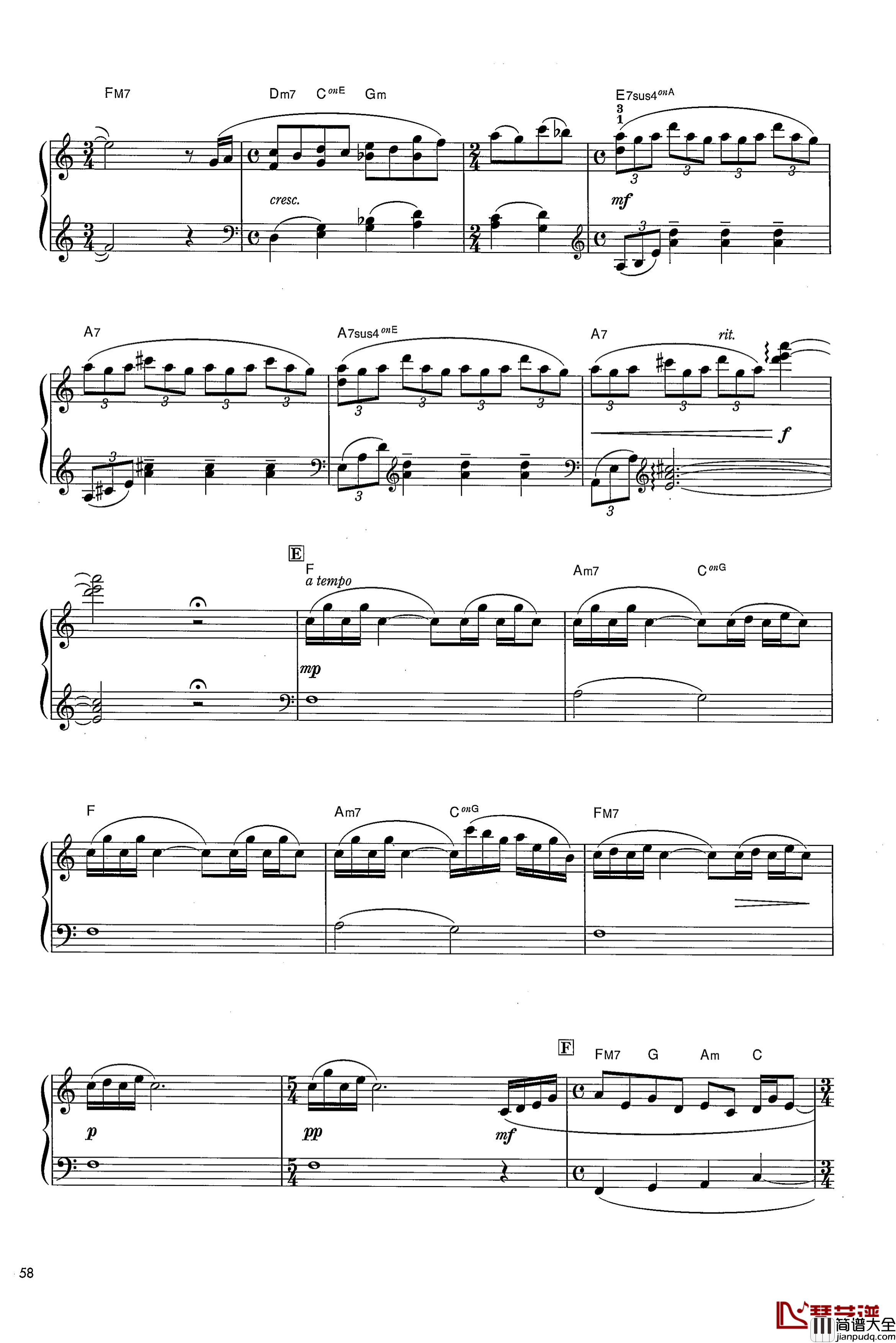 三葉のテーマ钢琴谱_你的名字_RADWIMPS