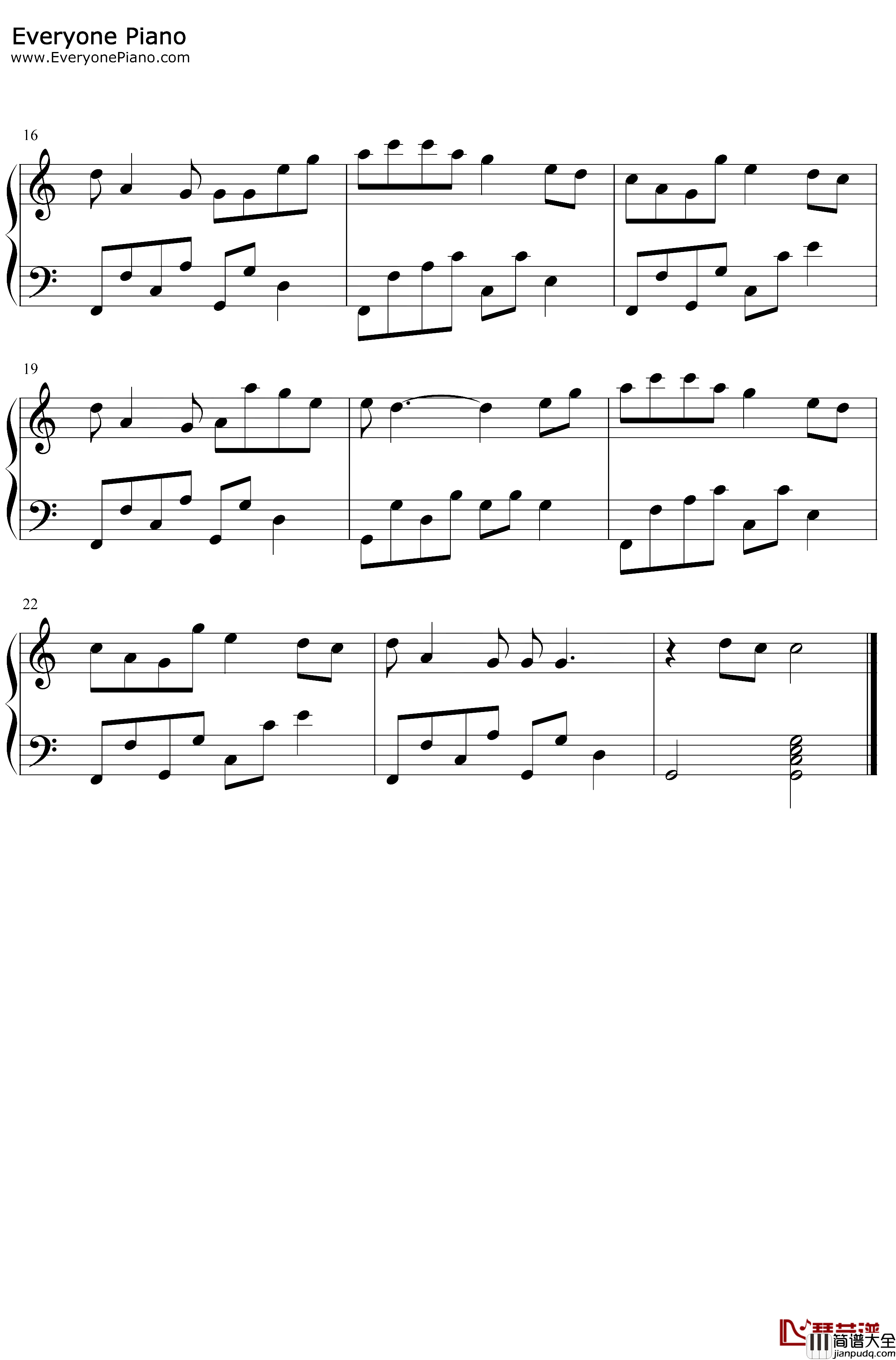 两小无猜钢琴谱_洛少爷Akira明_C调简单版_古风歌曲