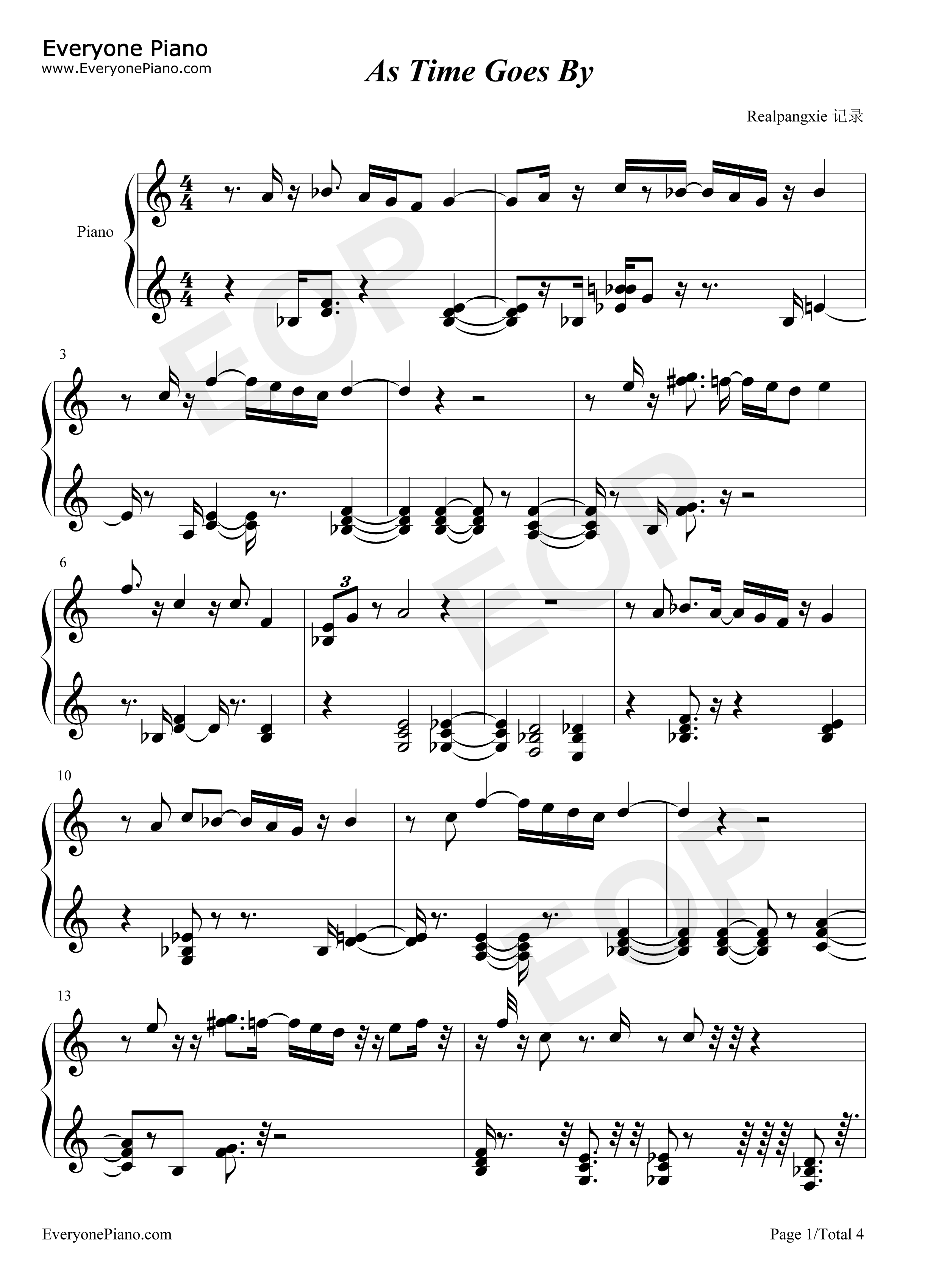 As_Time_Goes_By钢琴谱_Herman_Hupfeld