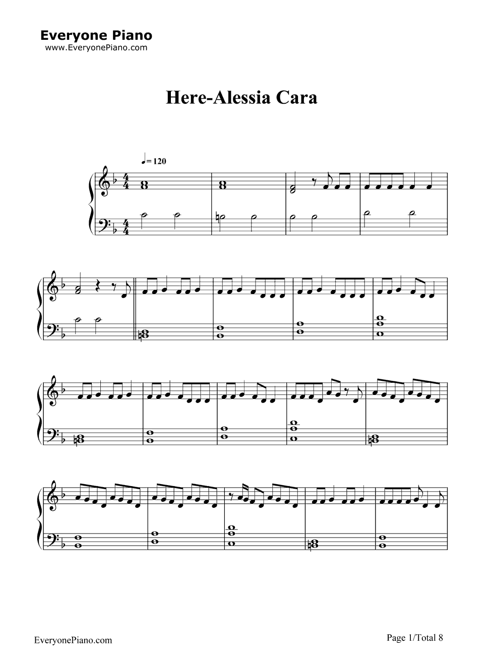 Here钢琴谱_Alessia_Cara