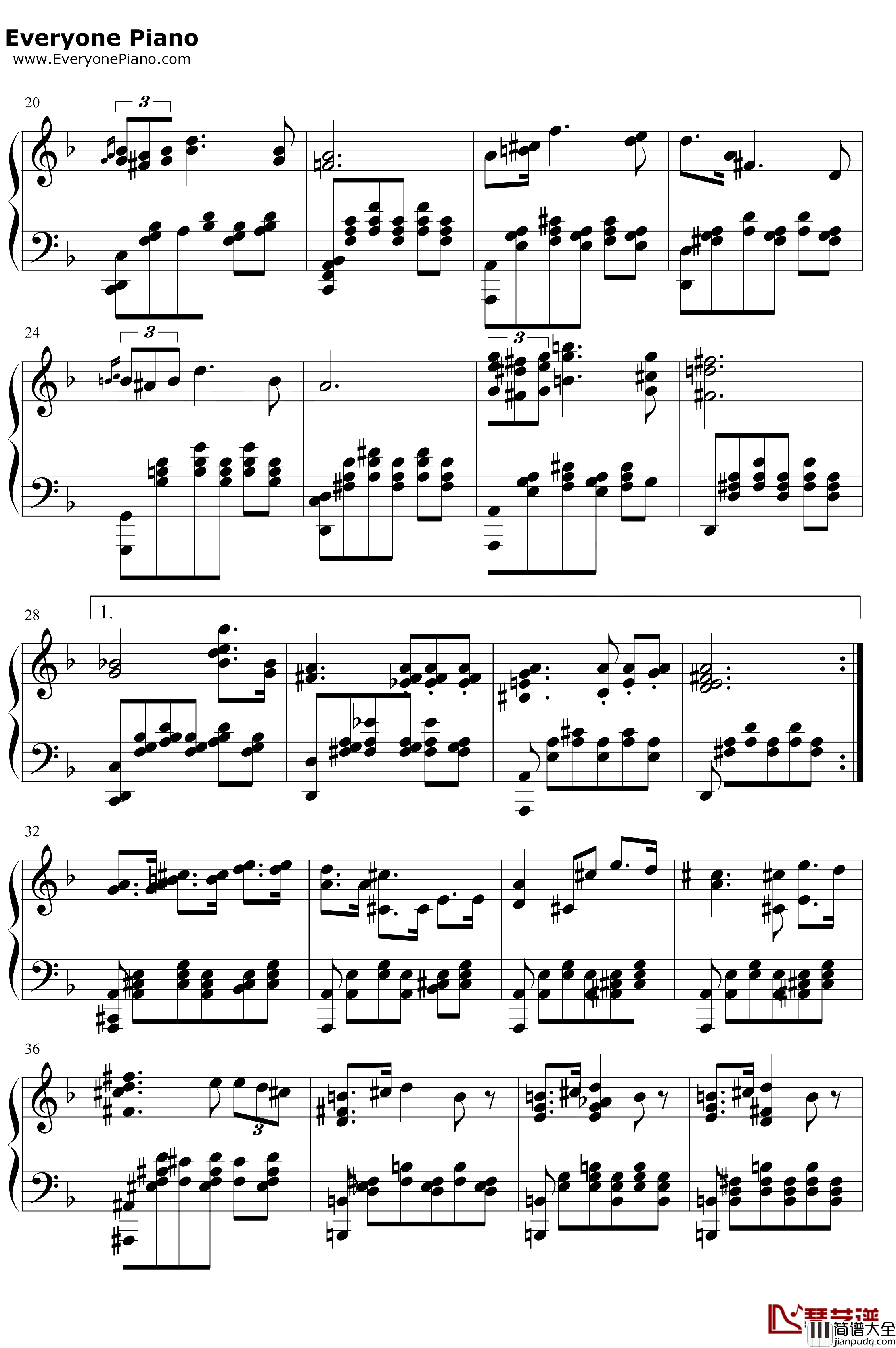 Standchen钢琴谱_舒伯特_Serenade_小夜曲