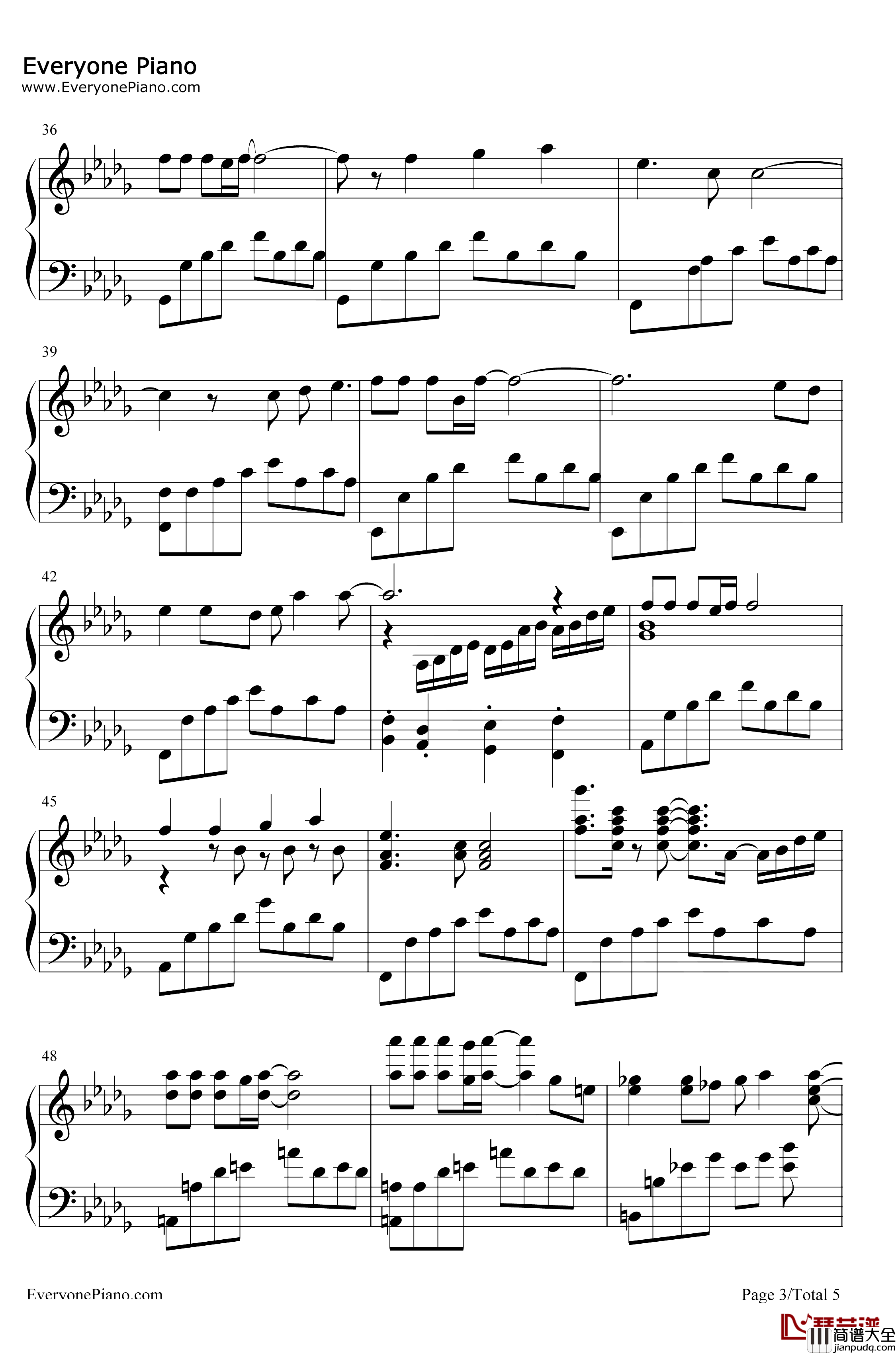 鸟之诗钢琴谱_Lia_柔情好听版