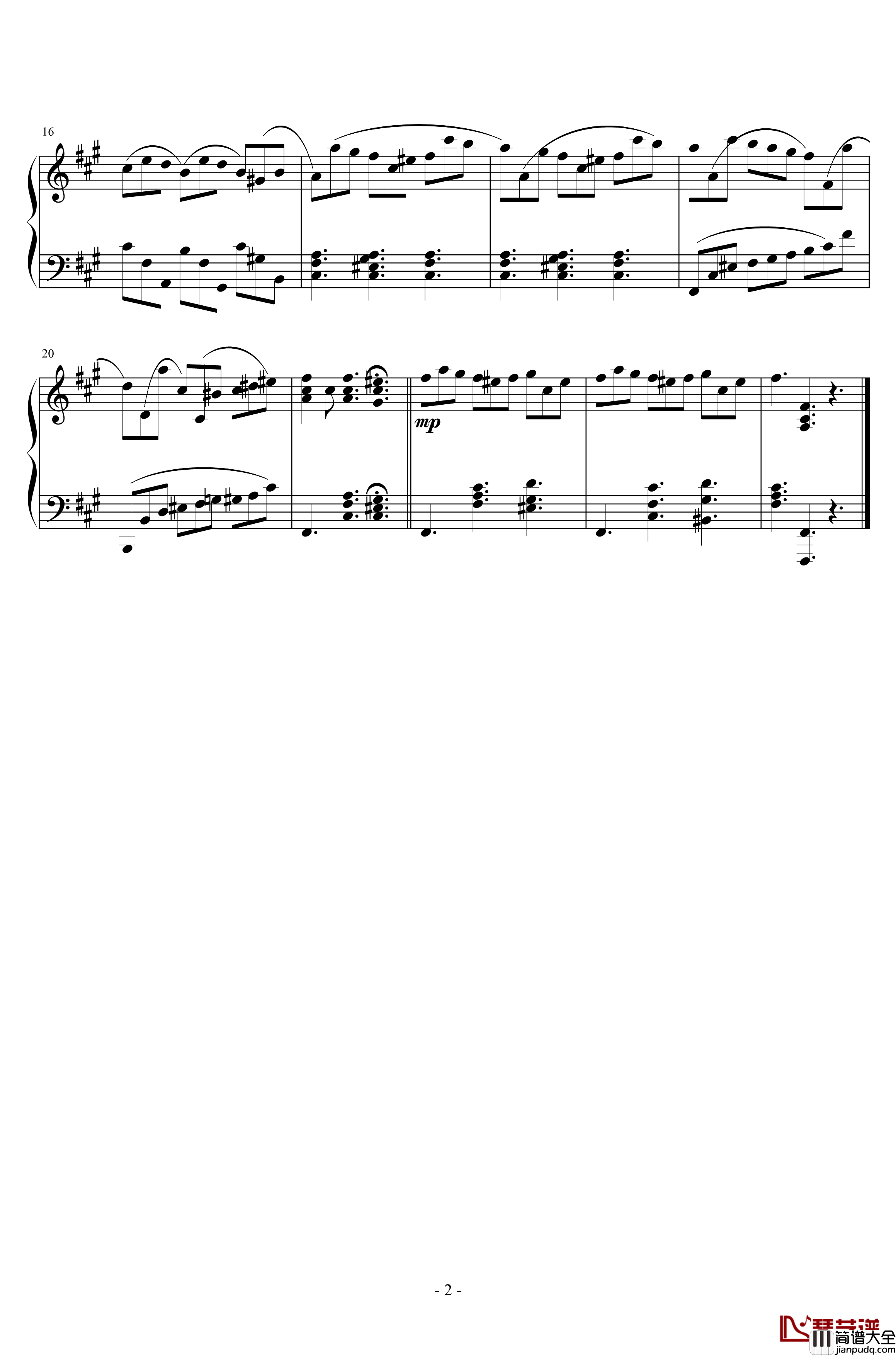 F小调第二即兴曲钢琴谱_热情而辉煌