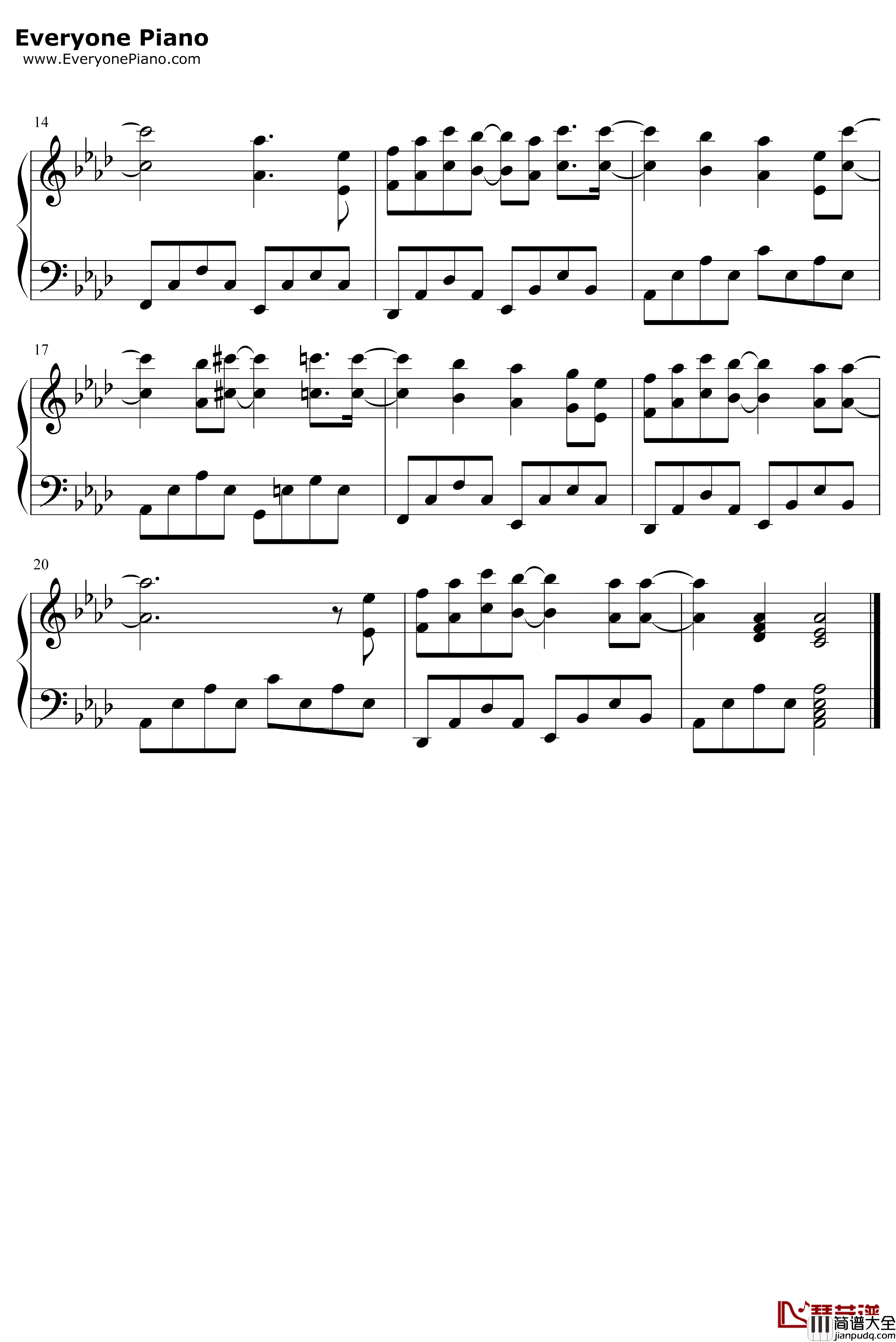 欧珑香水广告曲钢琴谱_周杰伦