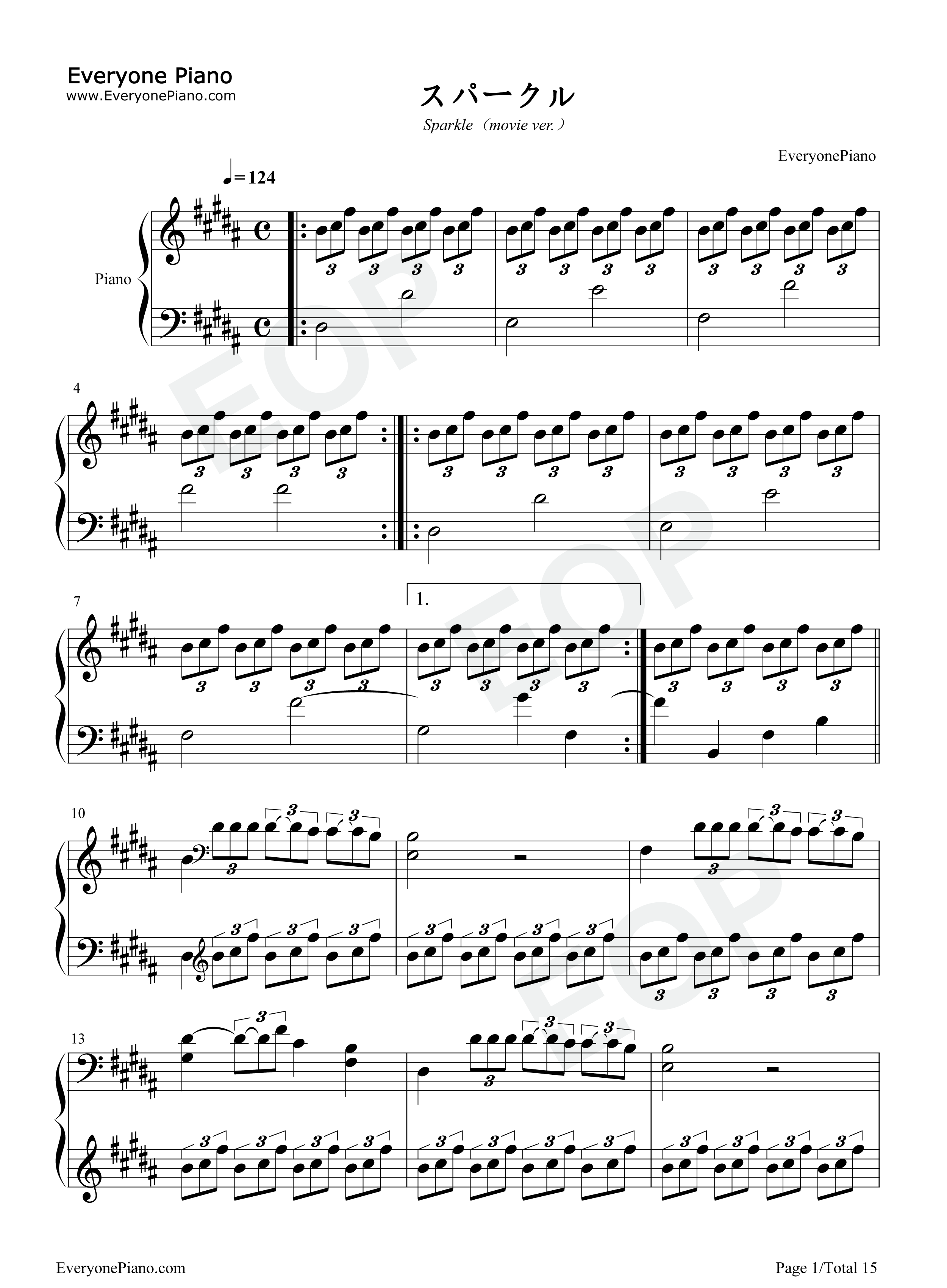 スパークル钢琴谱_RADWIMPS
