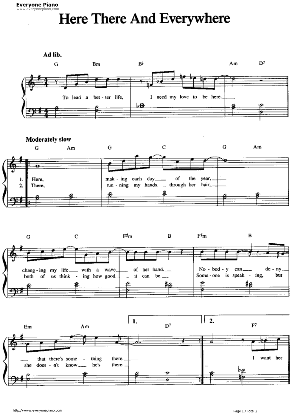 Here_There_and_Everywhere钢琴谱_The_Beatles