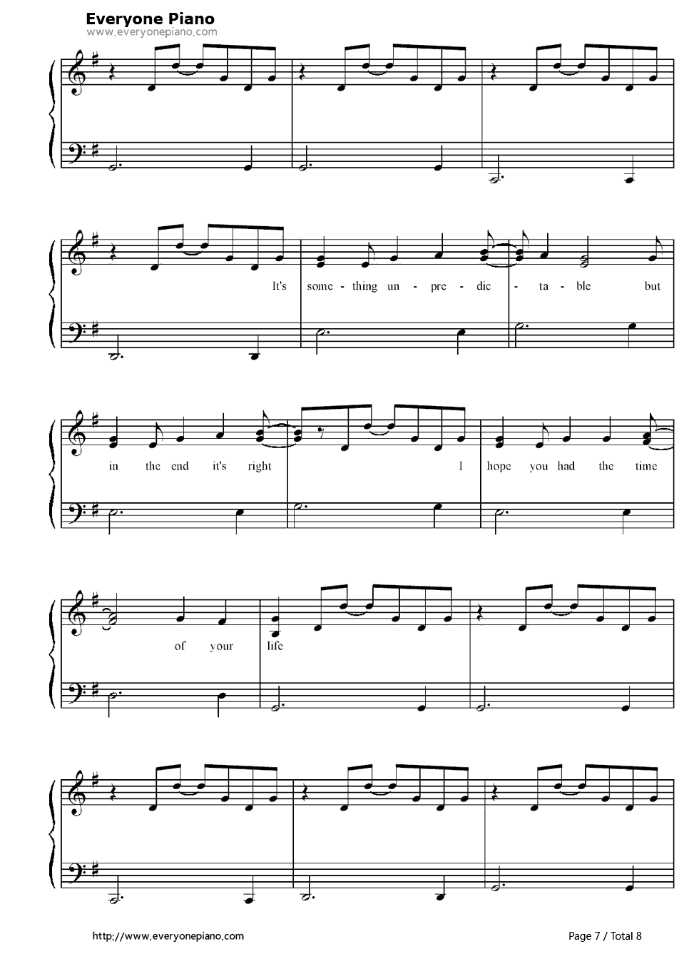 Good_Riddance_(Time_of_Your_Life)钢琴谱_Green_Day　_绿日乐队