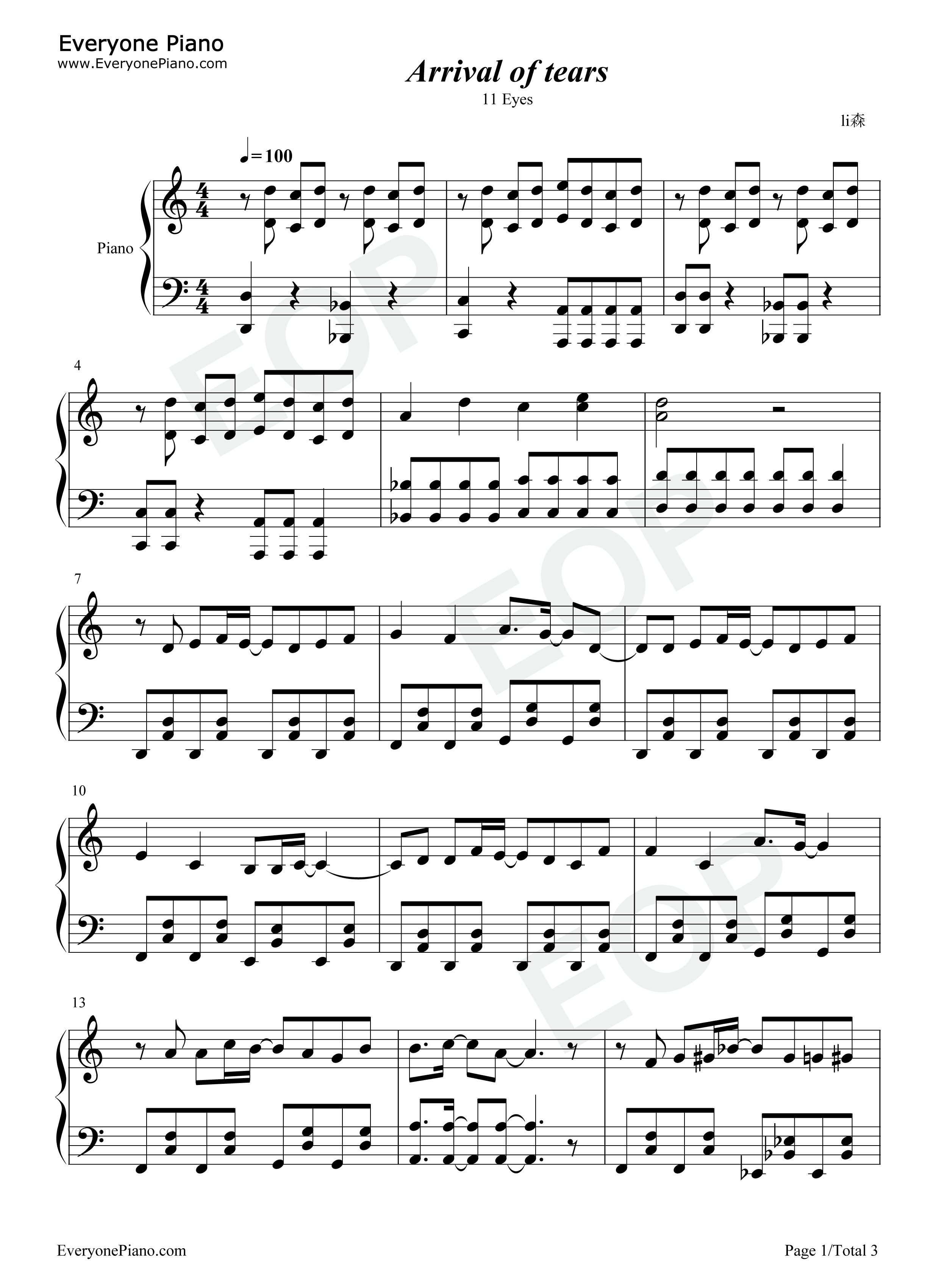 Arrival_of_Tears钢琴谱_彩音