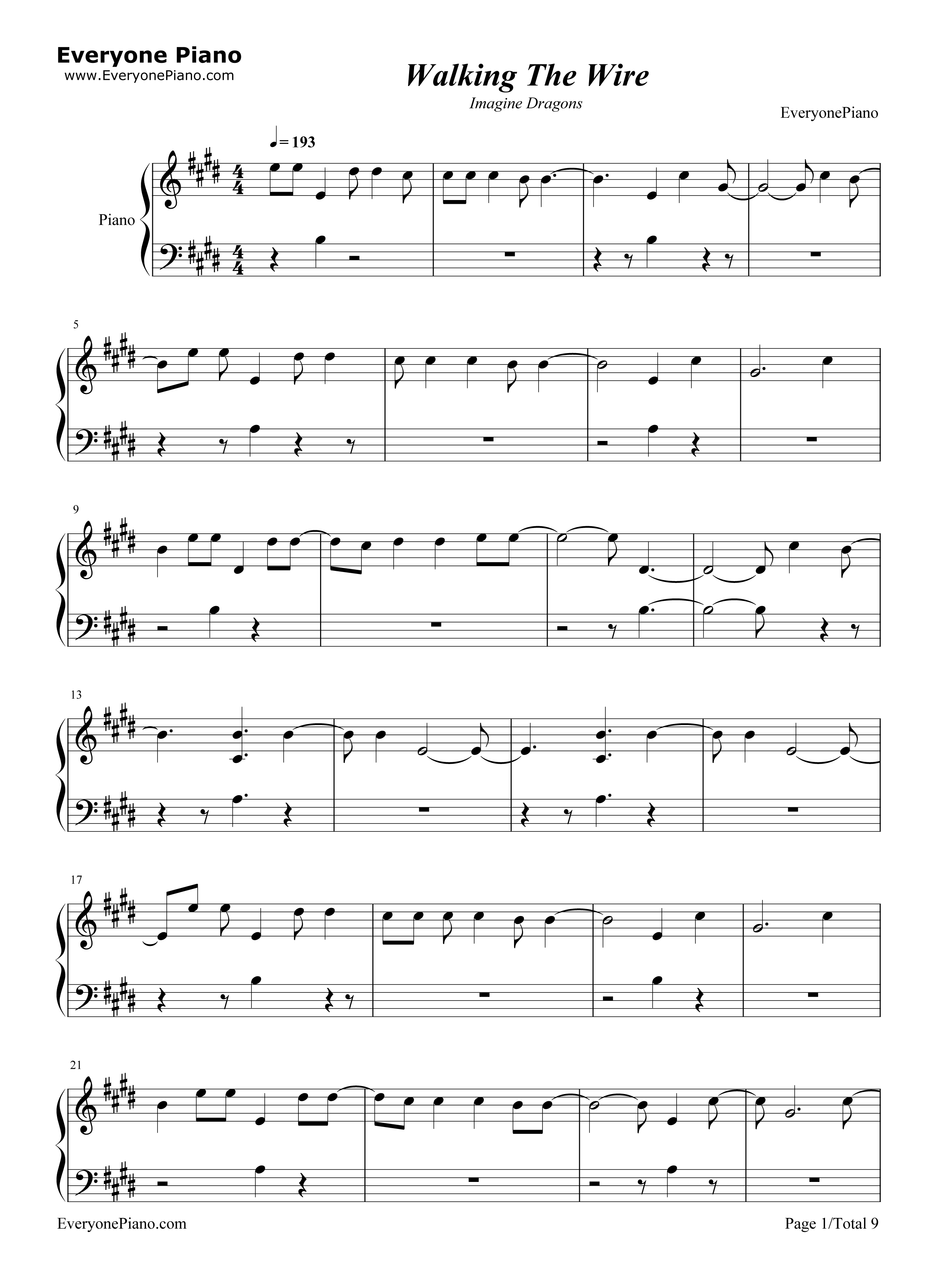 Walking_the_Wire钢琴谱_Imagine_Dragons