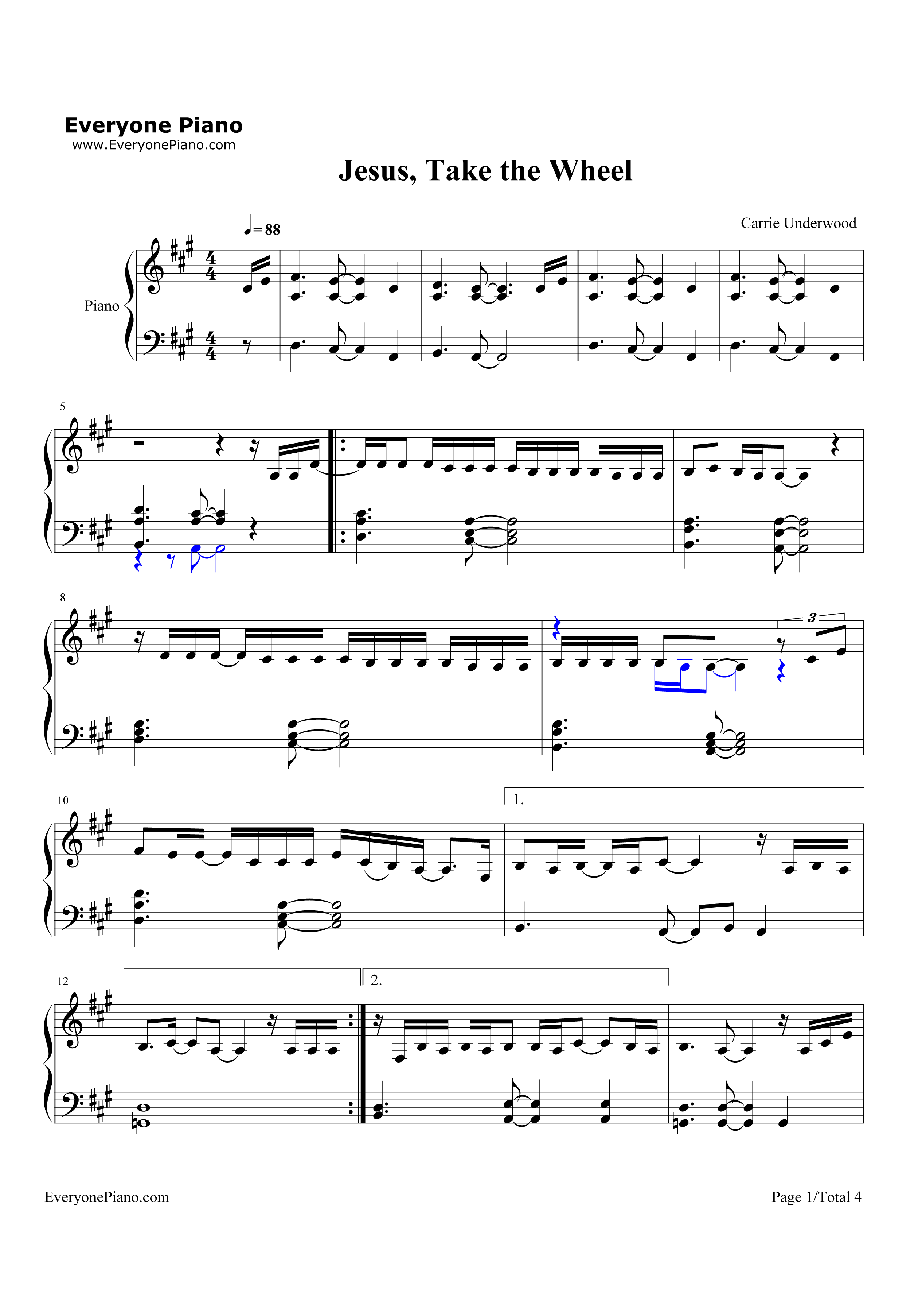 Jesus_Take_the_Wheel钢琴谱_Carrie_Underwood