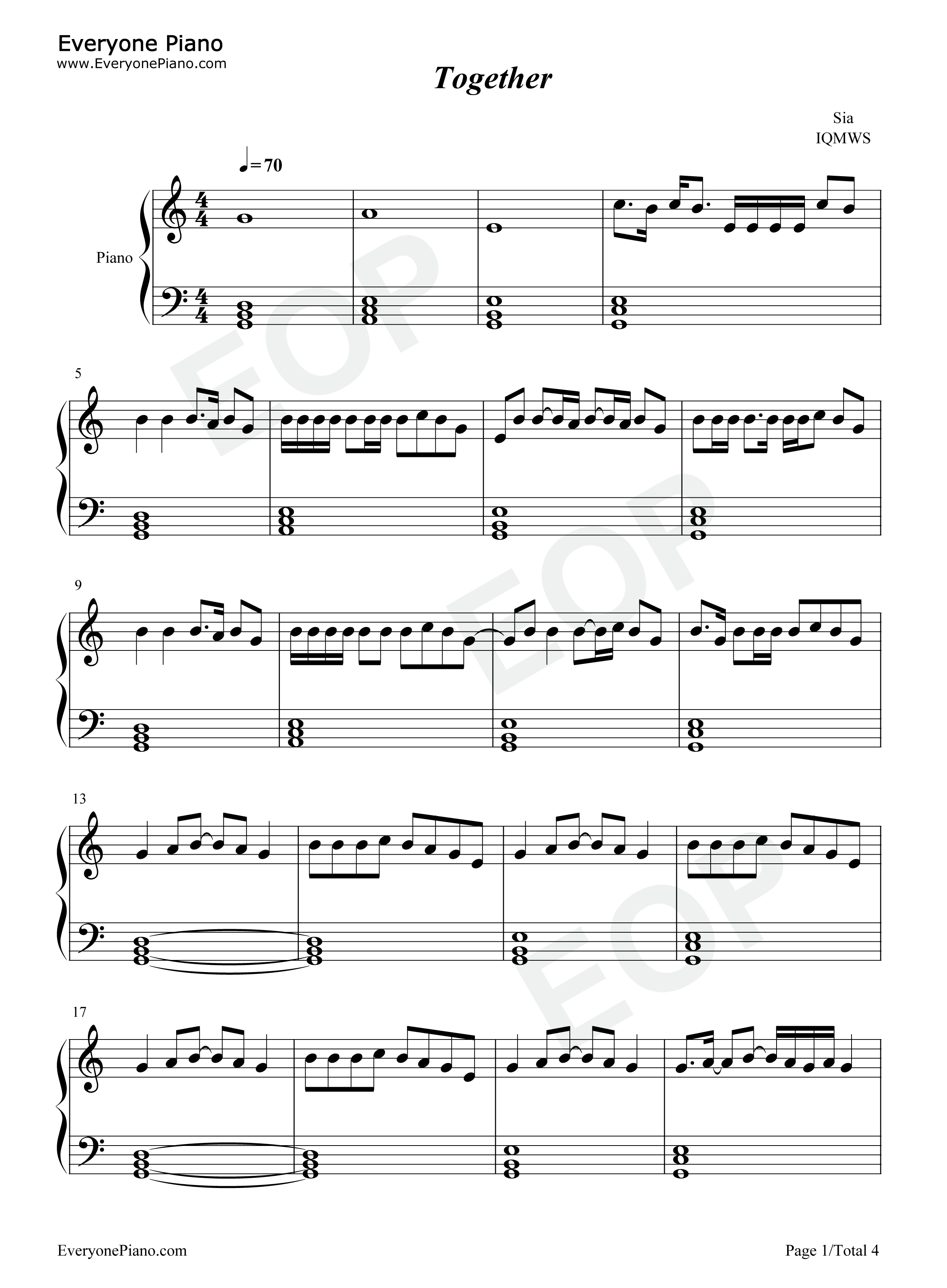 Together钢琴谱_Sia