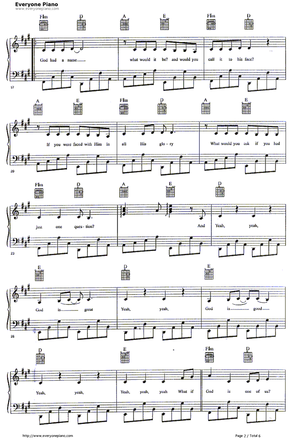 One_of_Us钢琴谱_Joan_Osborne