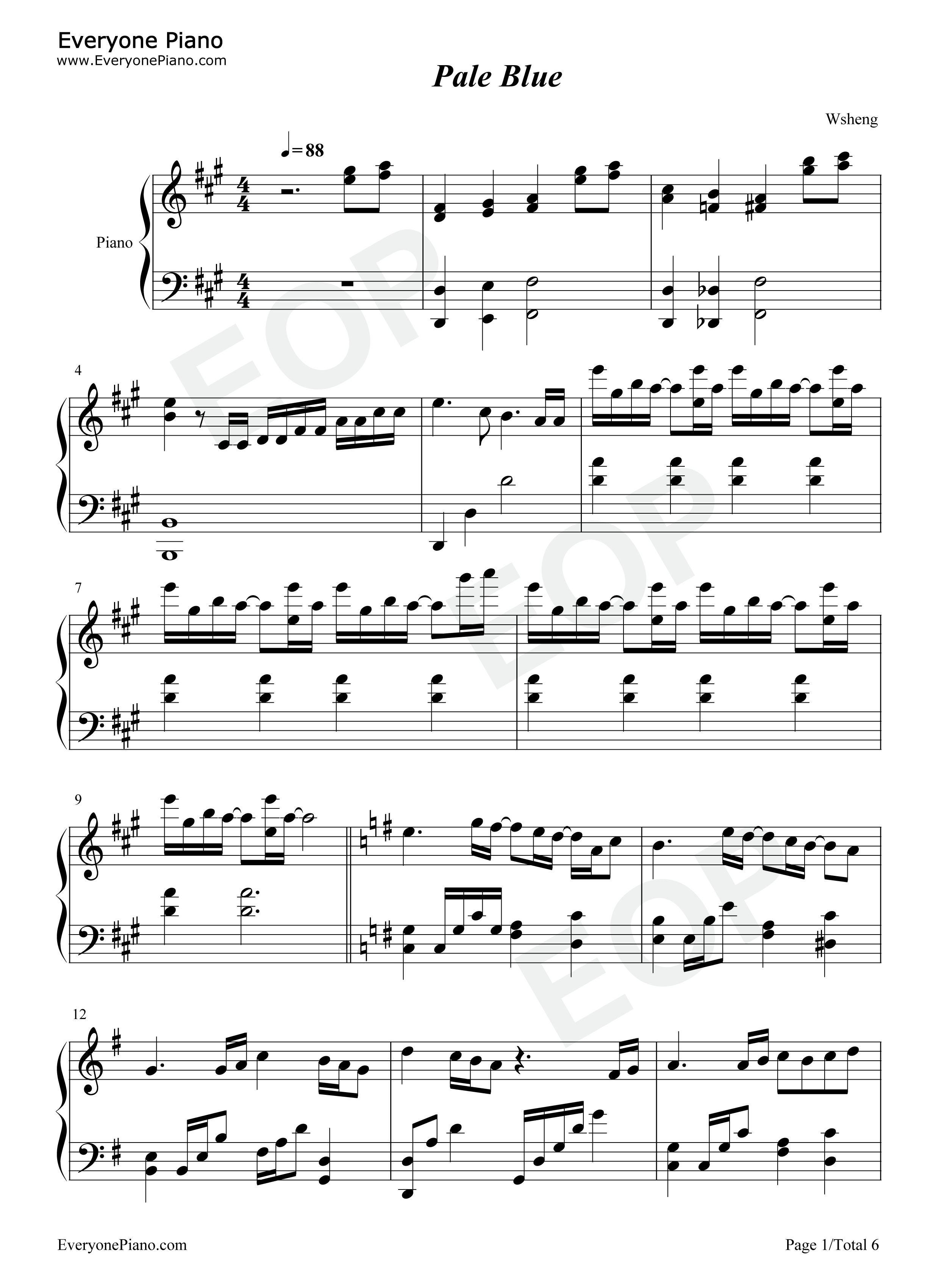 Pale_Blue钢琴谱_米津玄师