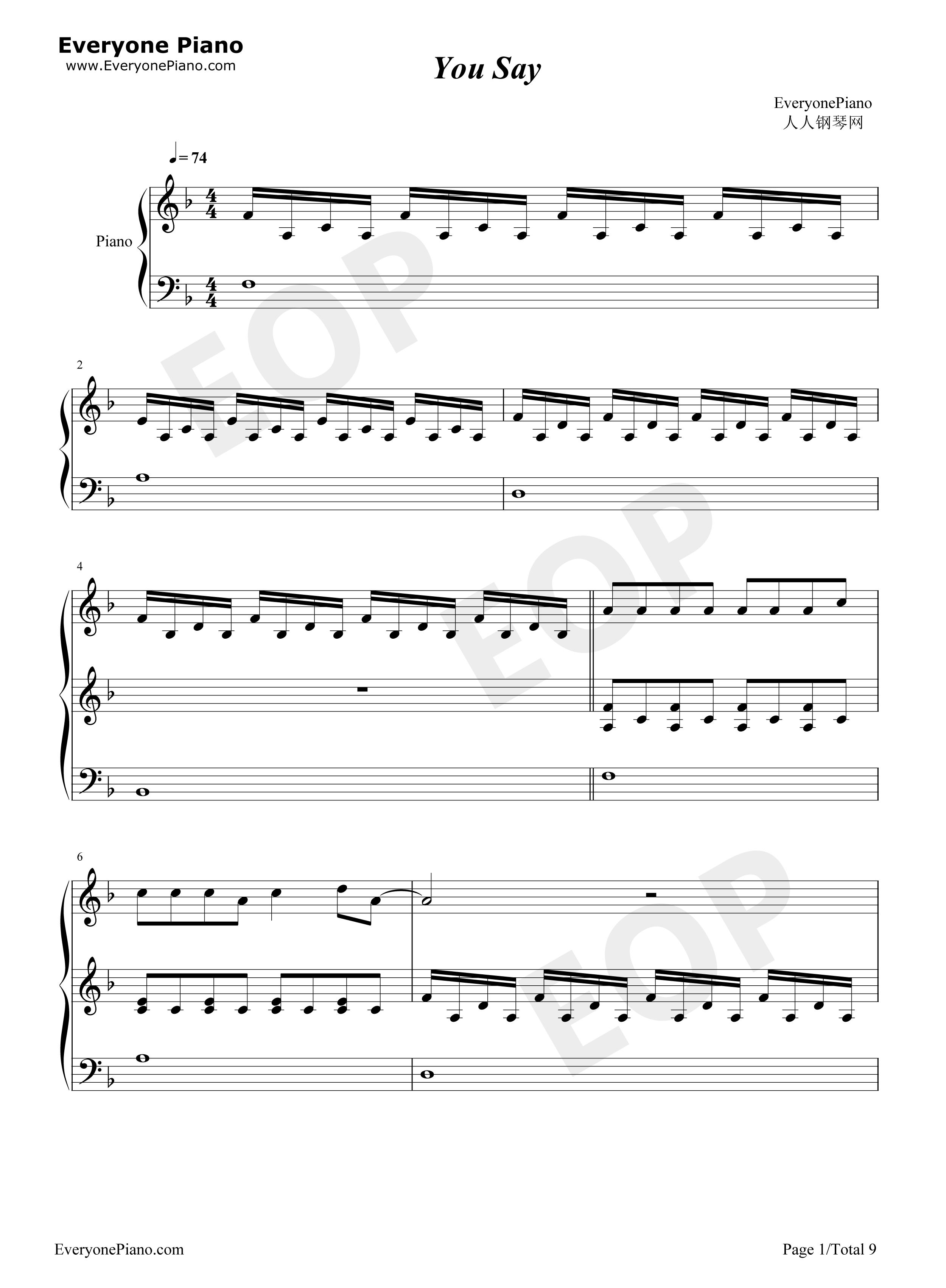 You_Say钢琴谱_Lauren_Daigle