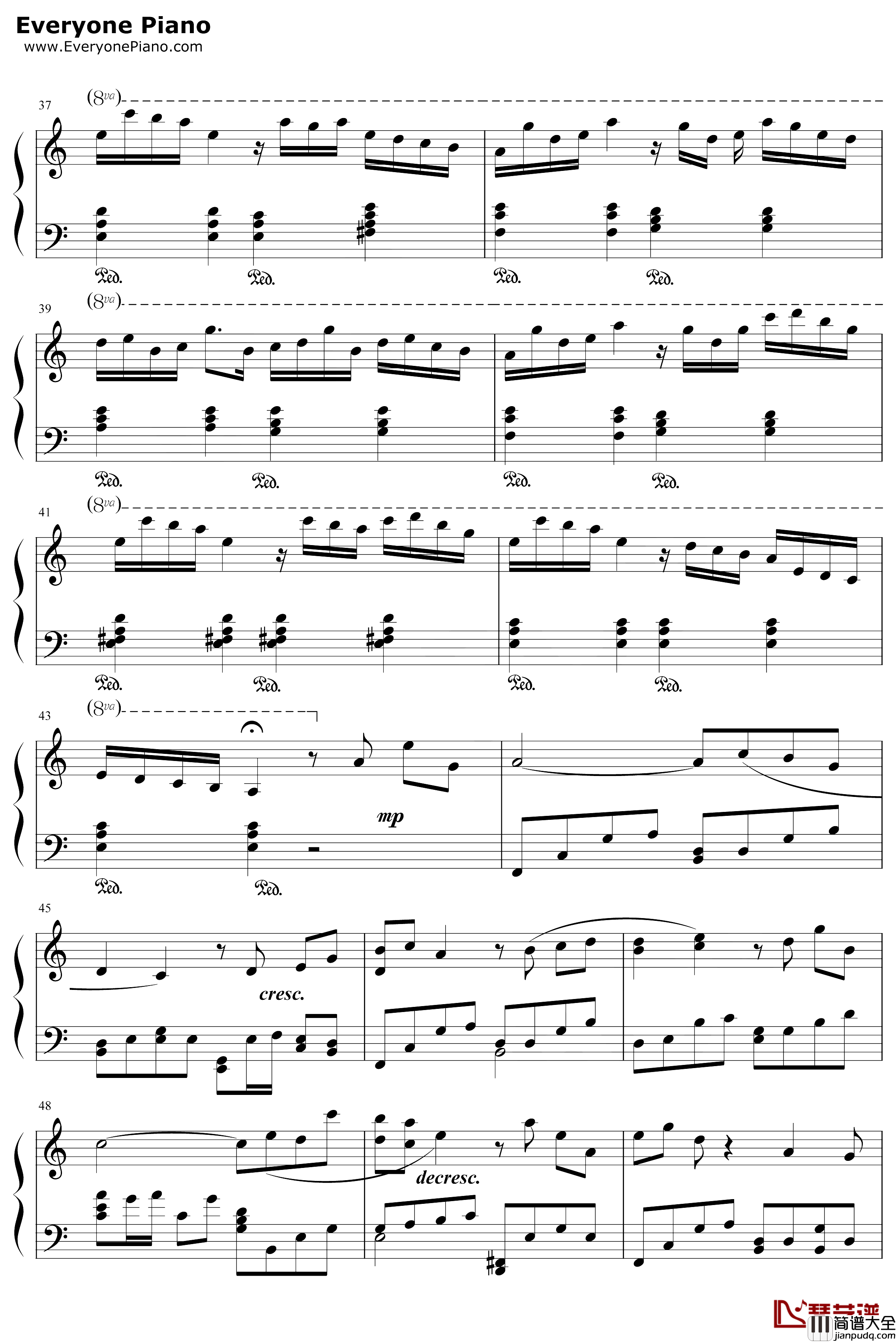 散花钢琴谱_水月陵_Rewrite插曲