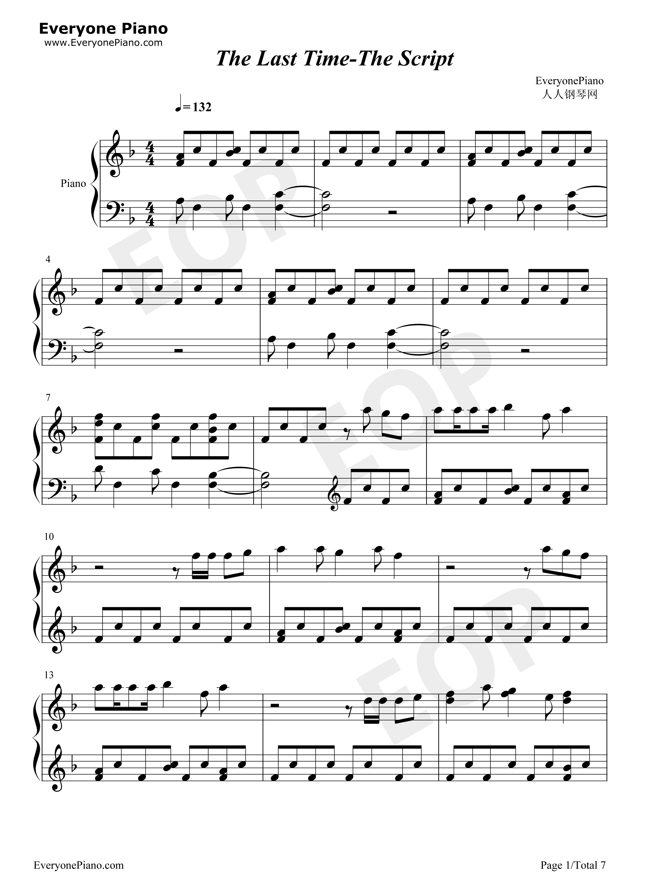 The_Last_Time钢琴谱_The_Script