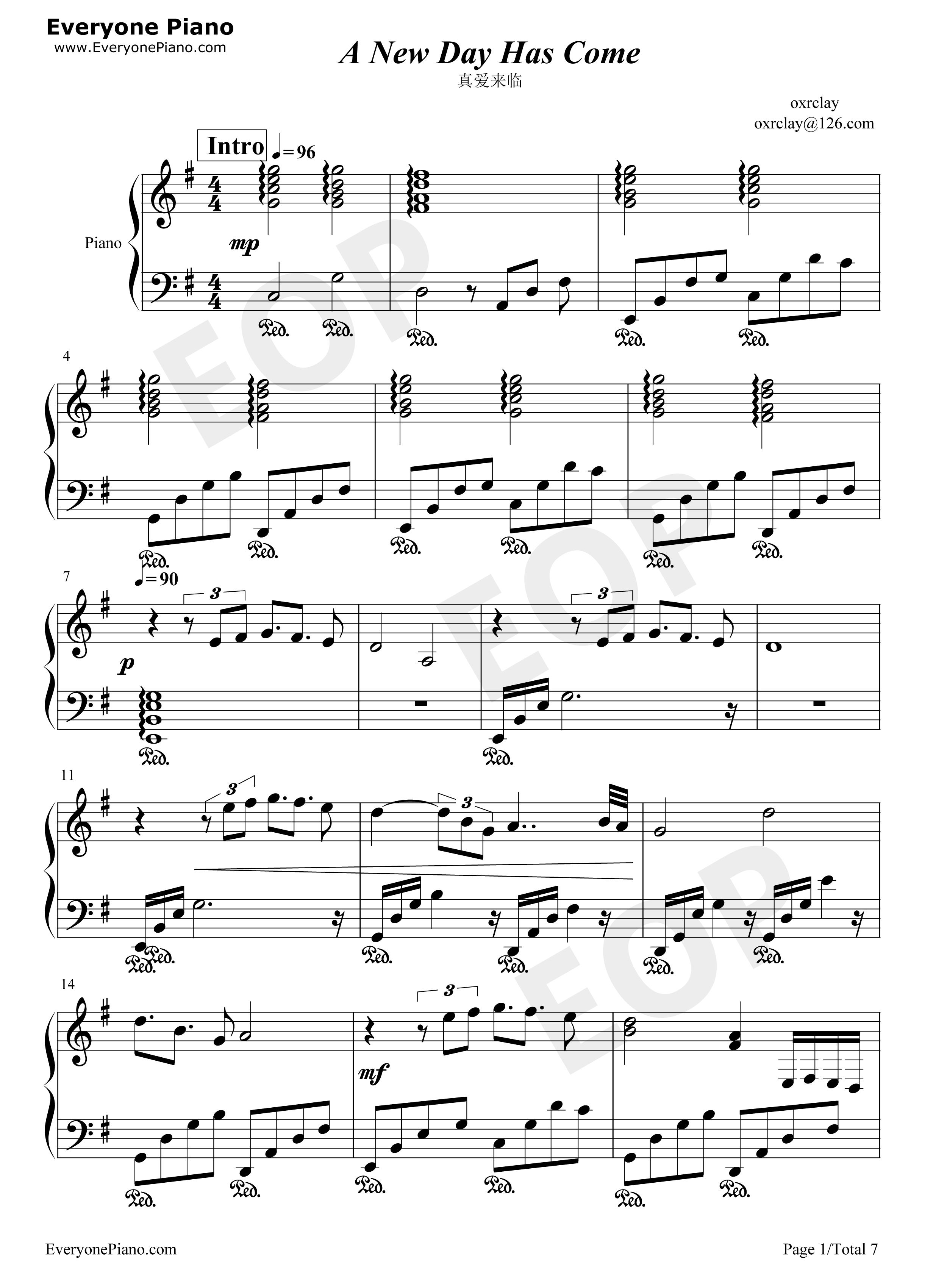 A_New_Day_Has_Come（真爱来临）钢琴谱_Celine_Dion